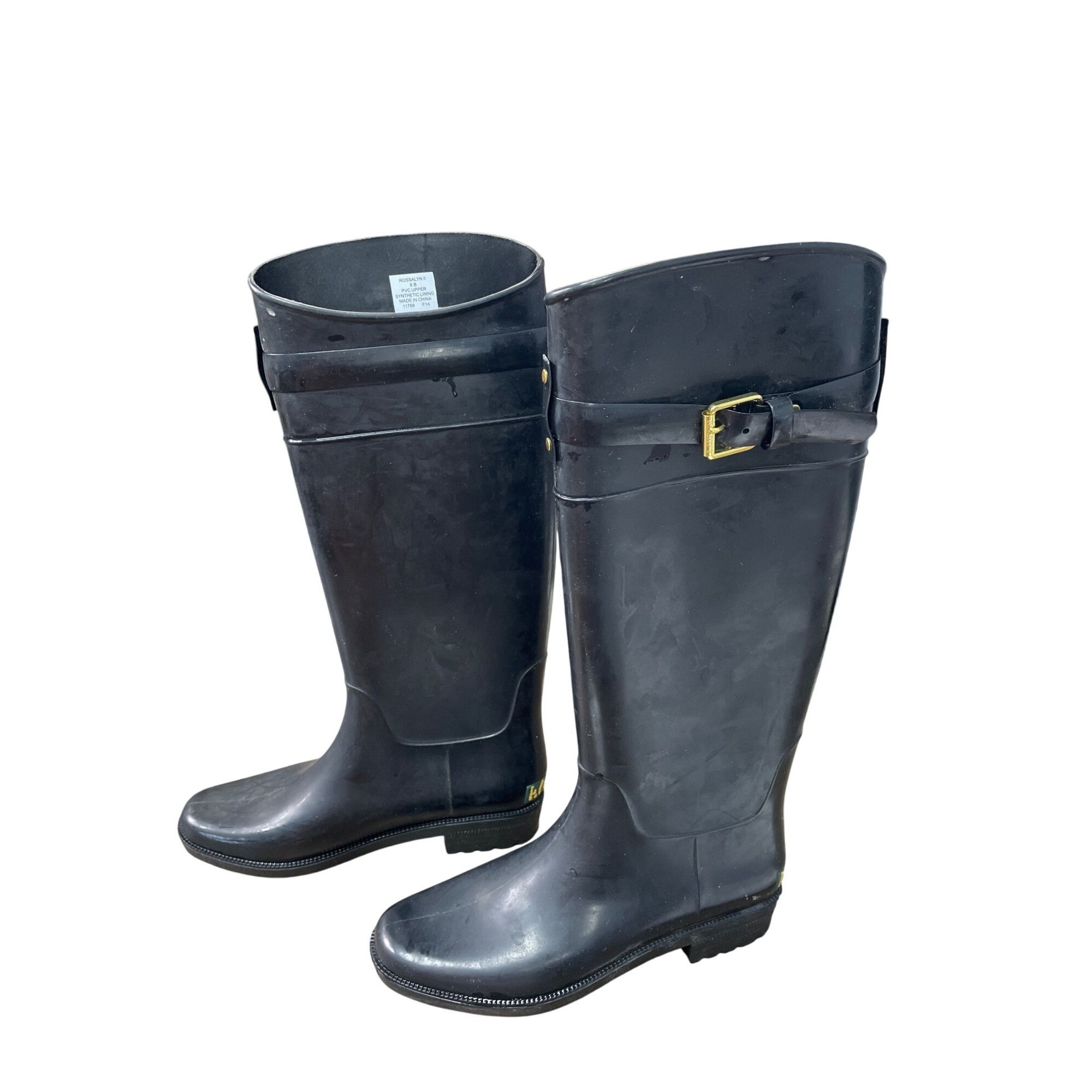 Lauren Ralph Lauren Lauren Ralph Lauren Womens Rossalyn Black Rain Boots Size 6B Size US 6 / IT 36 - 3 Thumbnail