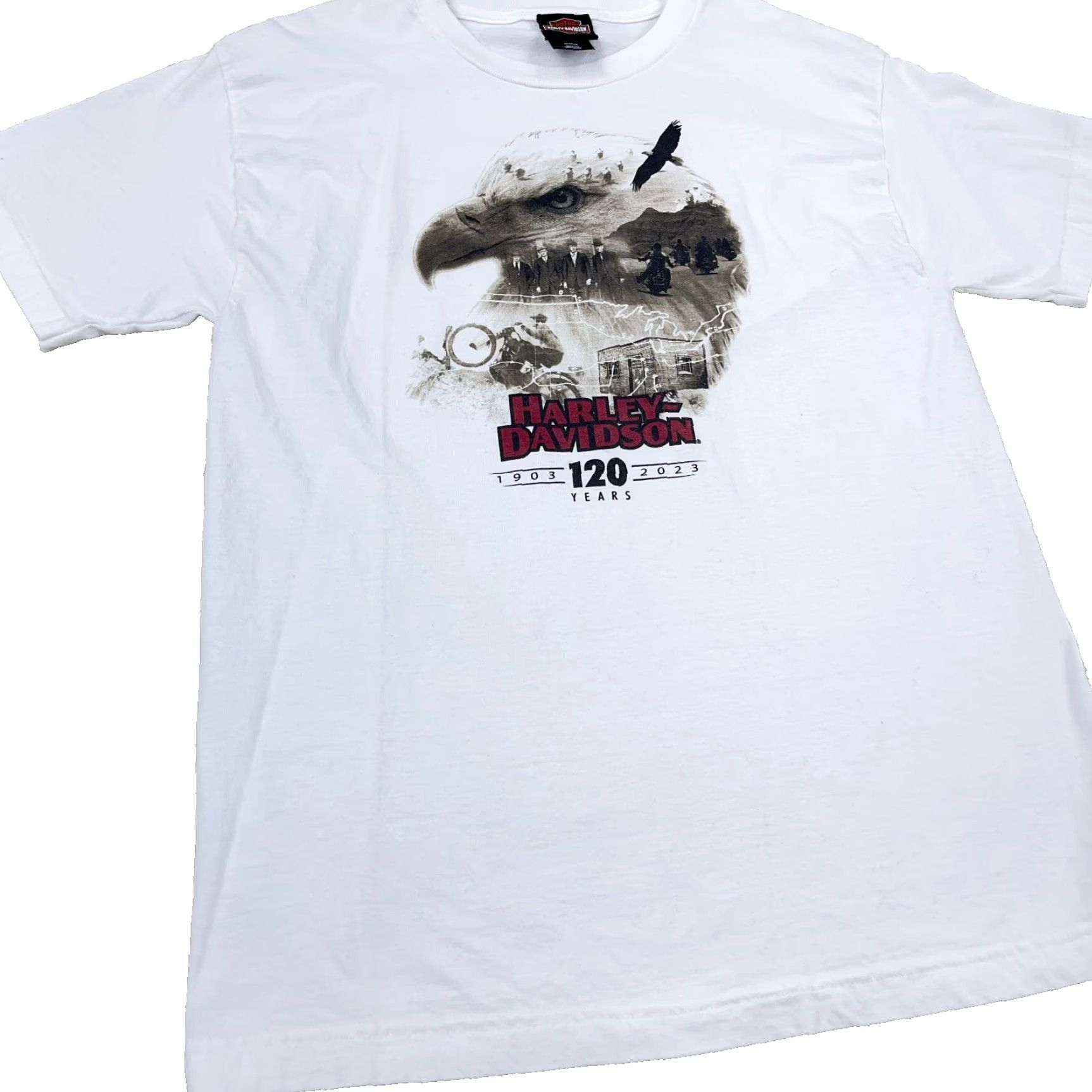 Harley Davidson VINTAGE Harley-Davidson Shirt Men Medium White Biker Tee 120th Eagle Retro Adult Size US M / EU 48-50 / 2 - 6 Thumbnail