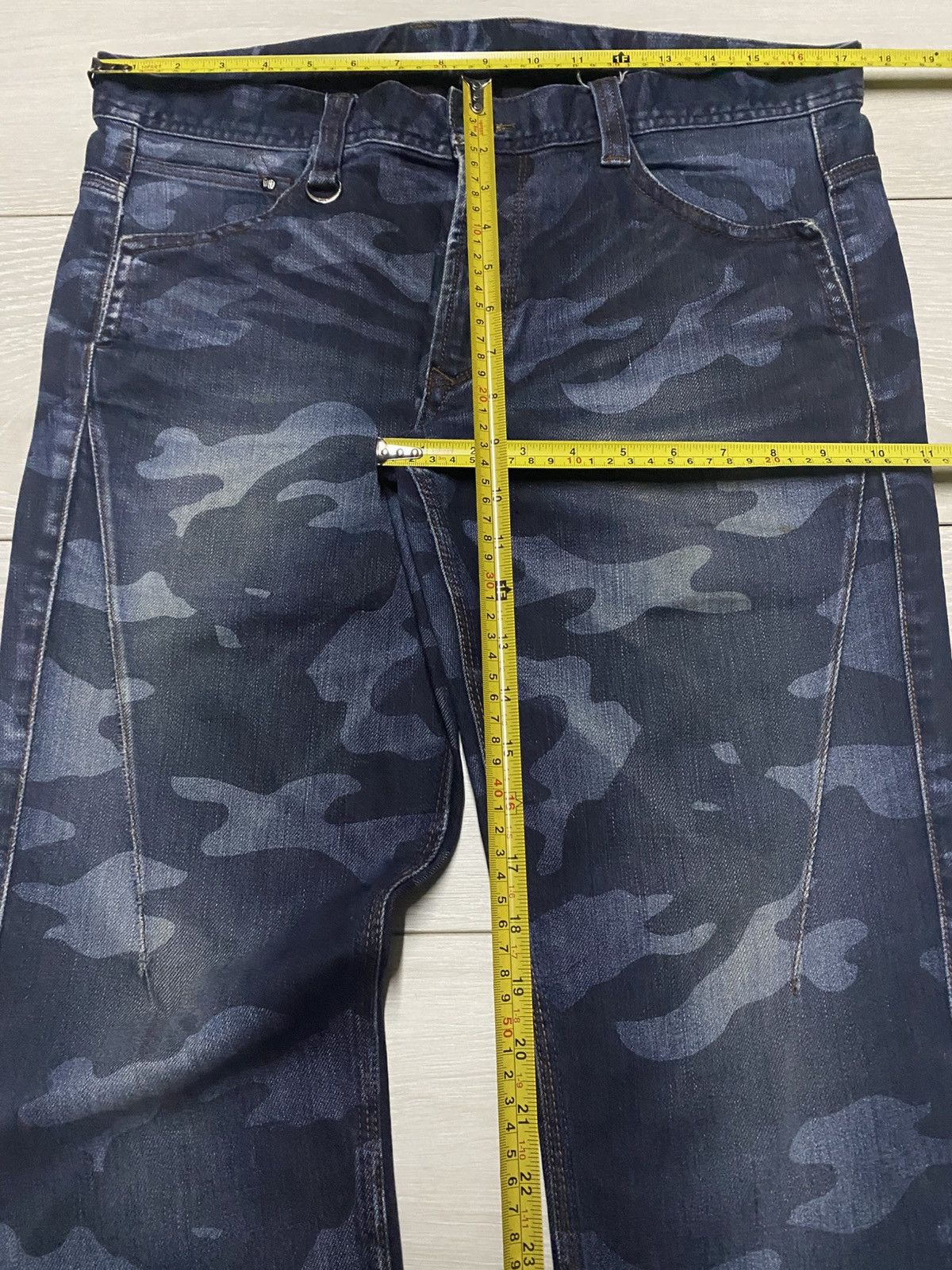 HIDEAWAYS Vintage Hideway Nicole Blue Camo Straight Slim Jeans Size US 35 - 13 Thumbnail