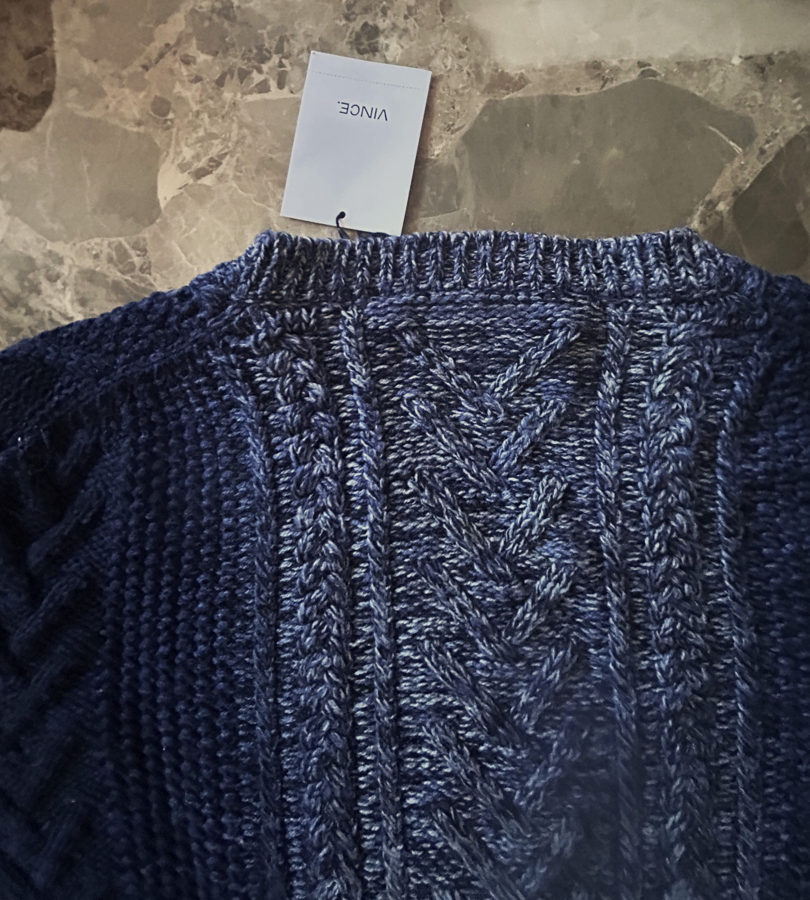 Vince Vince Cable Knit Sweater Navy Marled XL Wool Cashmere Size US XL / EU 56 / 4 - 7 Thumbnail