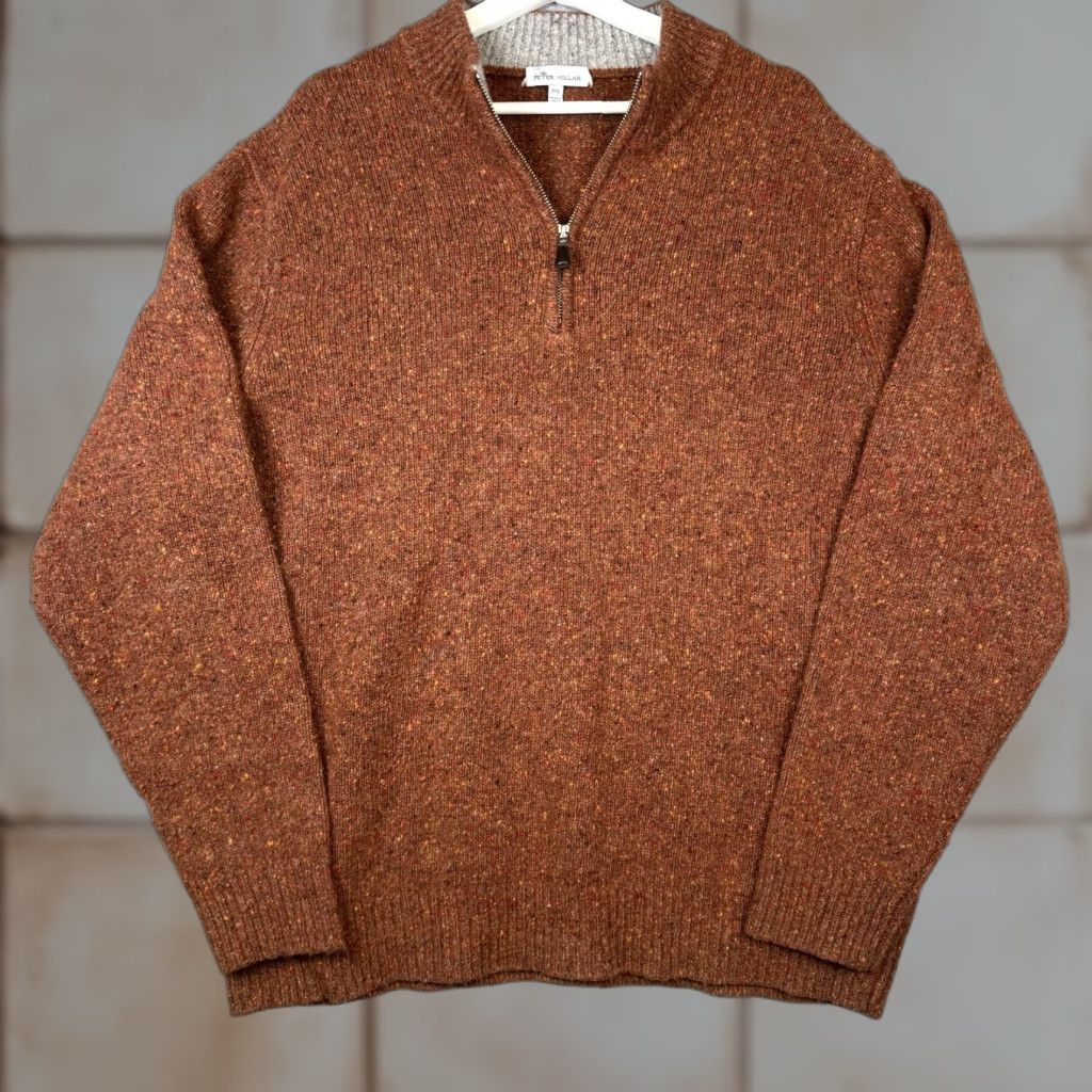 Peter Millar VINTAGE Peter Millar Donegal 1/4 Zip Golf Sweater Mens 2XL Alpaca Burnt Orange MSRP 78 Size US XXL / EU 58 / 5 - 1 Thumbnail