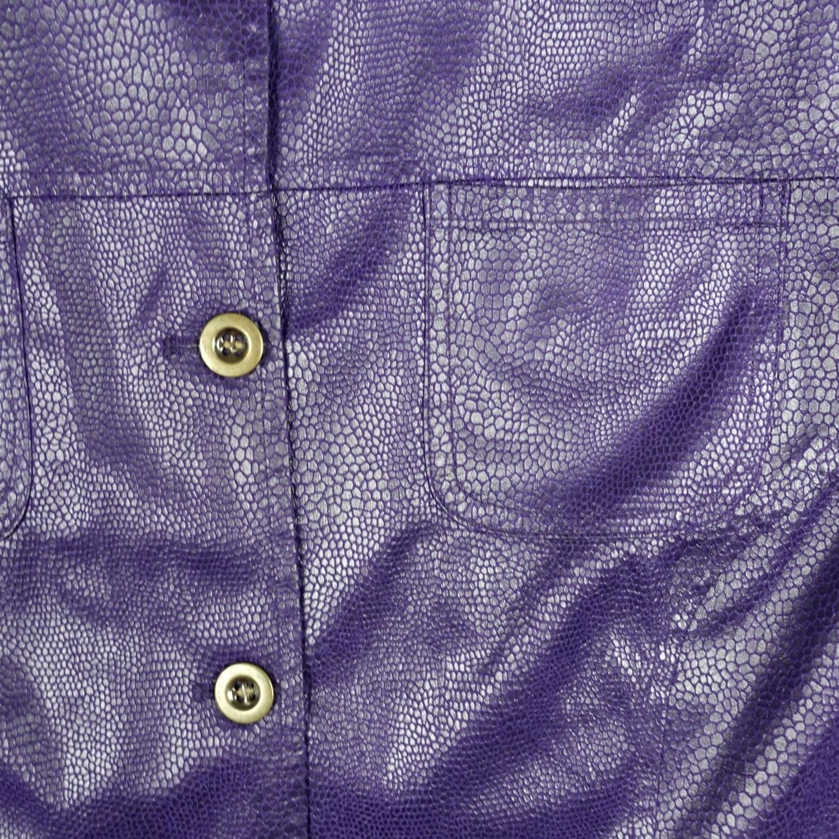 Vintage Chico's Jacket Womens Size 3 Purple Lightweight Textured VTG Snake Print Collared Lined Pockets Coat/Outerwear Size XS / US 0-2 / IT 36-38 - 3 Thumbnail