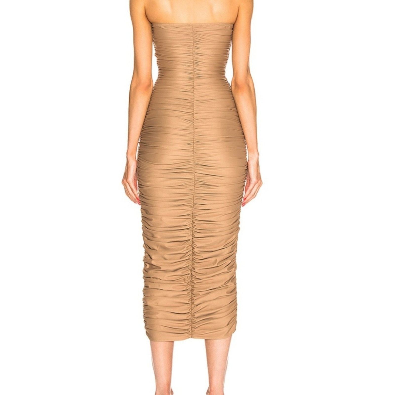 Norma Kamali NORMA KAMALI Mini Dress Slinky To Knee Stretch In Nude S Size S / US 4 / IT 40 - 6 Thumbnail