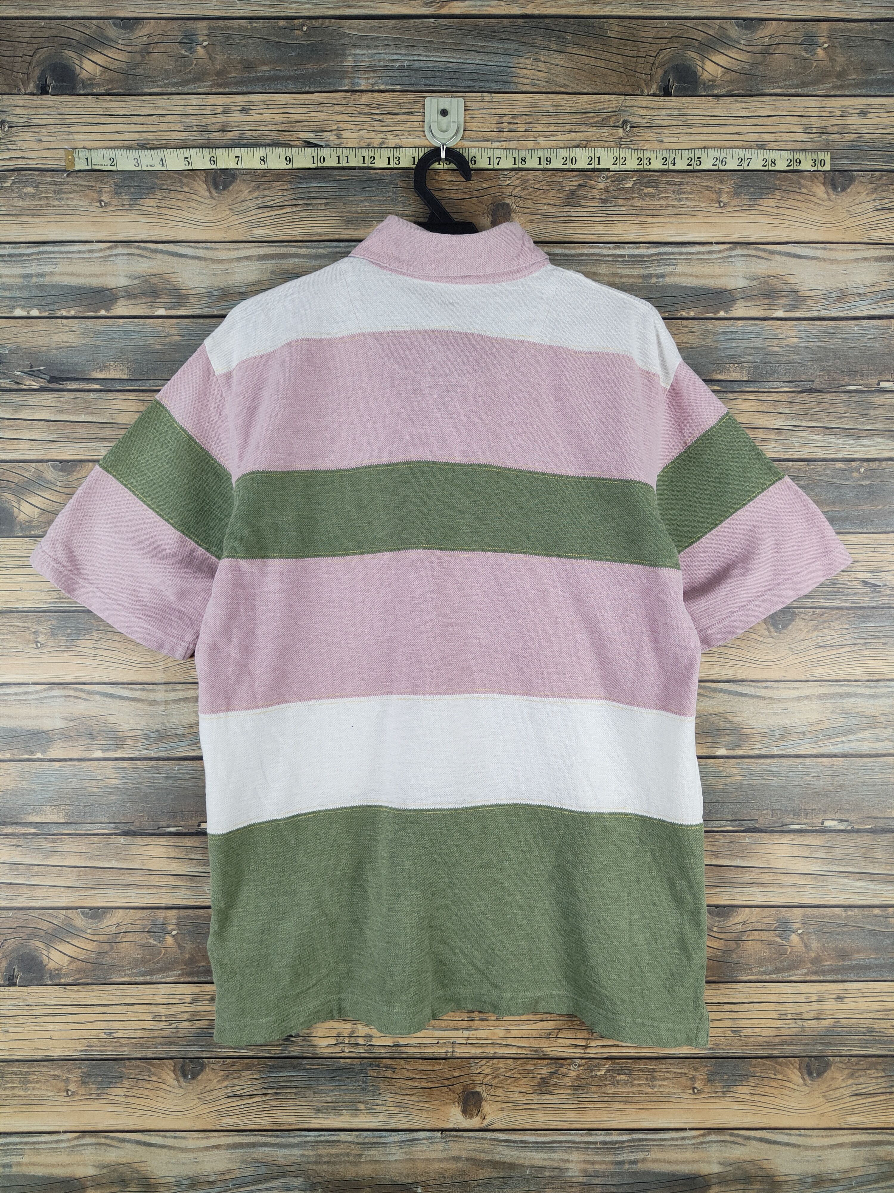 Vintage DL Crocodile Pink Green Stripe Polos #2744 Size US L / EU 52-54 / 3 - 8 Thumbnail