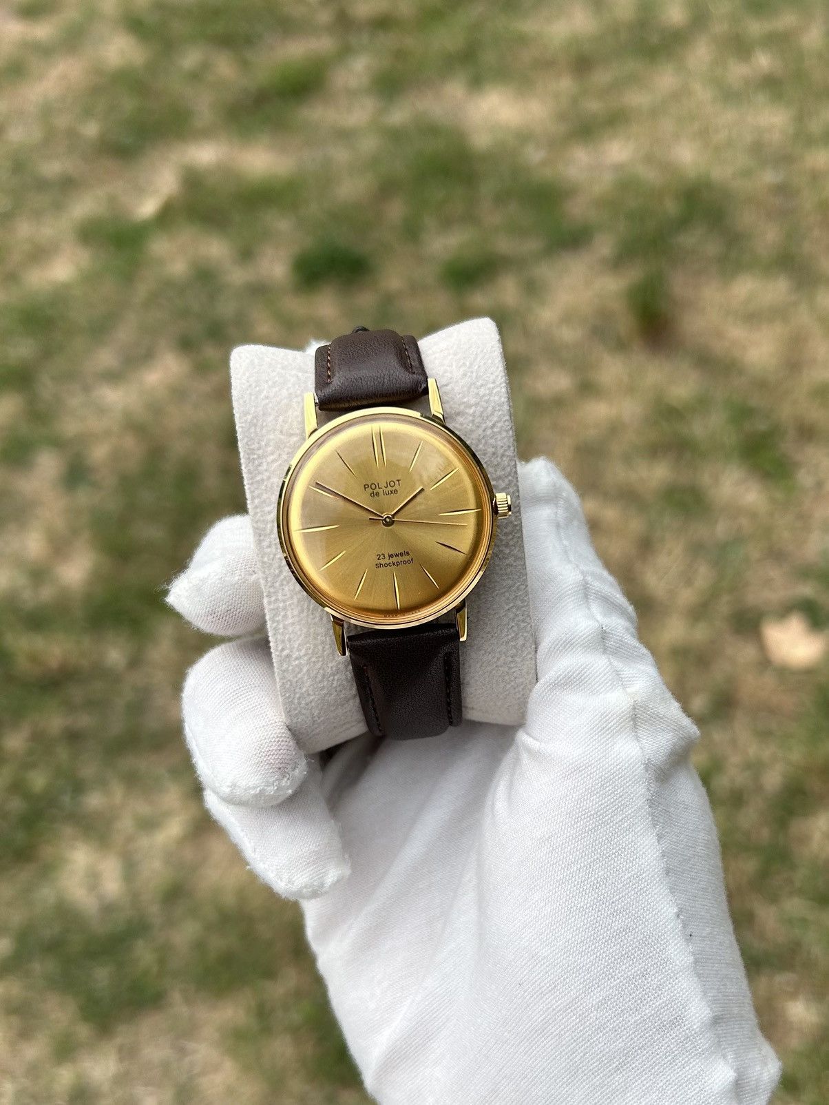 Vintage Vintage Watch Poljot De Luxe Gold USSR Mechanical 1980s Size ONE SIZE - 11 Thumbnail