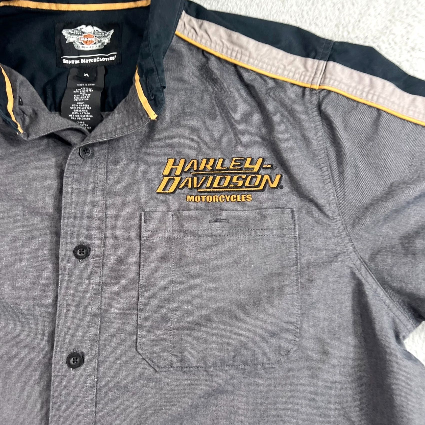 Harley Davidson Harley Davidson Shirt Mens XL Gray Embroidered Short Sleeve Button Size US XL / EU 56 / 4 - 3 Thumbnail