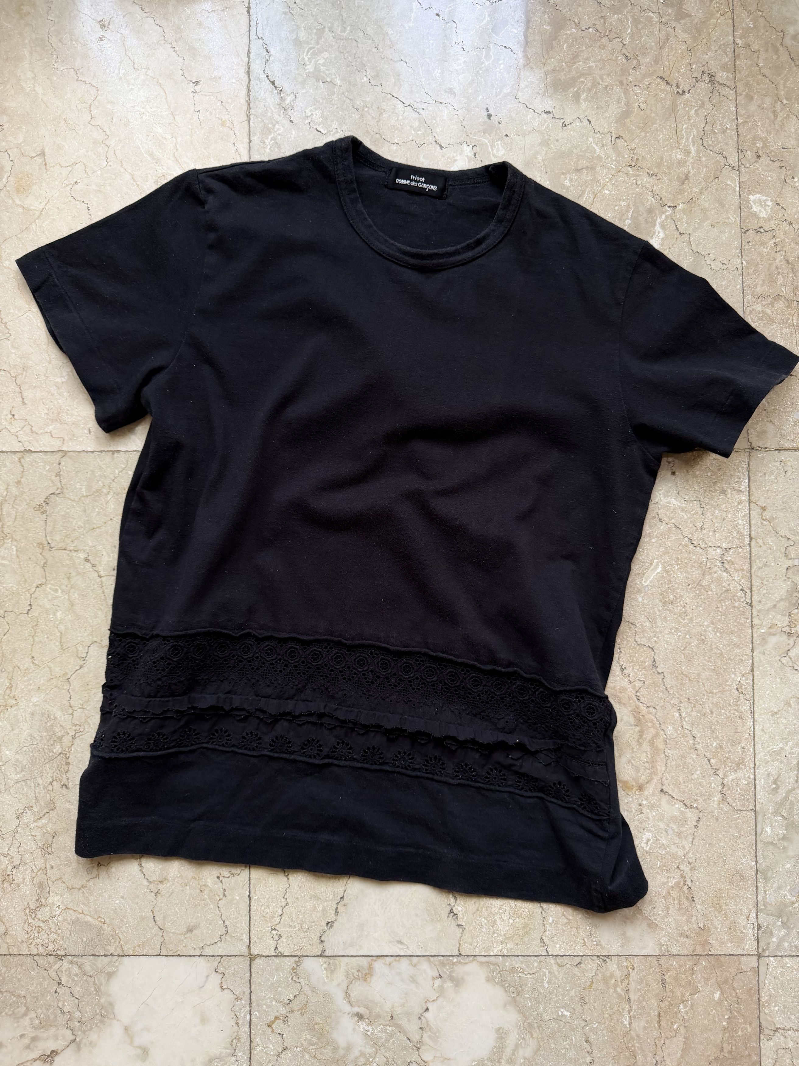 Comme des Garcons CDG Tricot Black Lace Panel Tee AD2005 Japan Size S Size S / US 4 / IT 40 - 1 Thumbnail