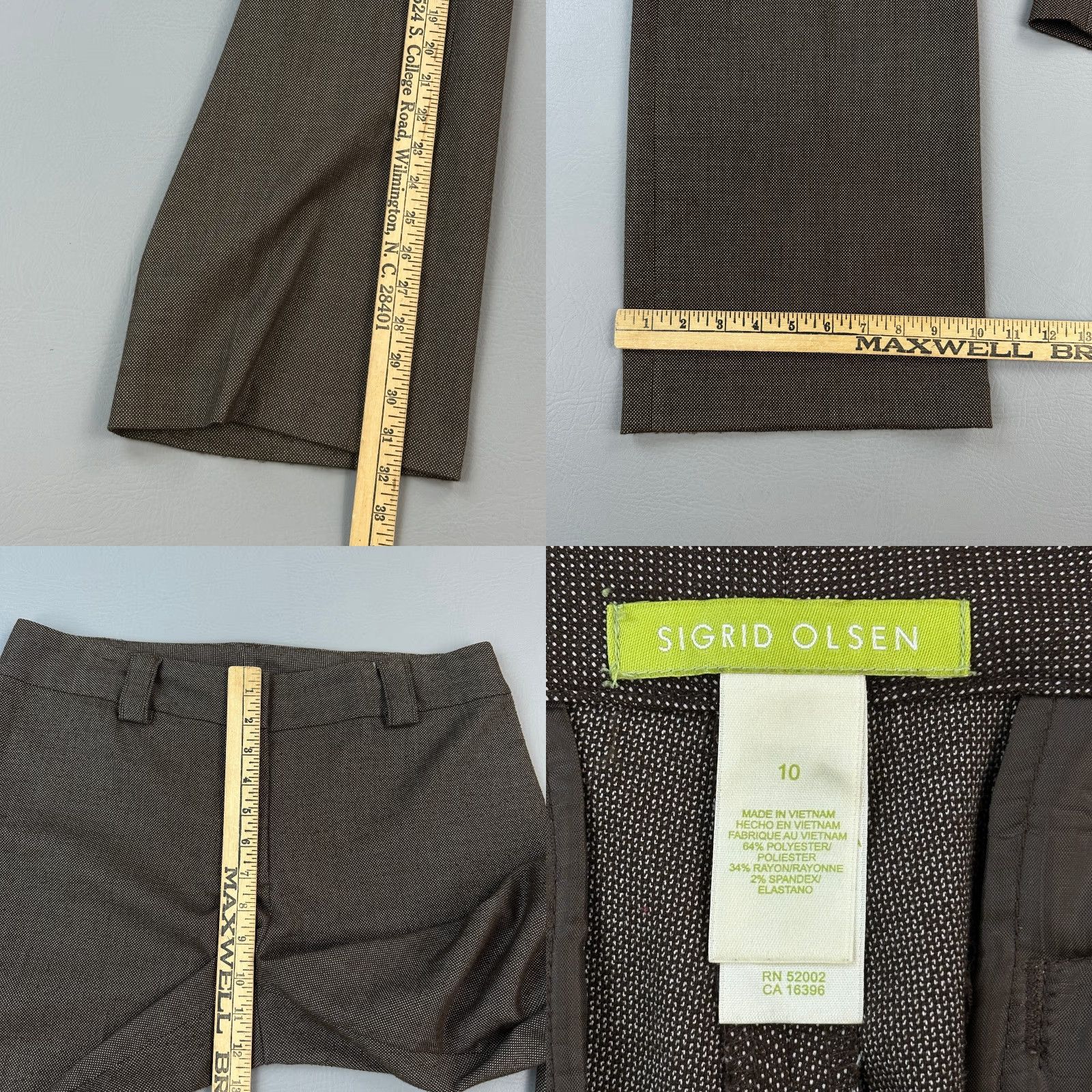 Vintage Sigrid Olsen Pantsuit Women's 10 Brown Blazer Slacks Career Office Set of 2 - Jacket Pants, Brown, Regular, 2 Piece, Veuillez, Dry Clean Only Size 32" / US 10 / IT 46 - 10 Thumbnail