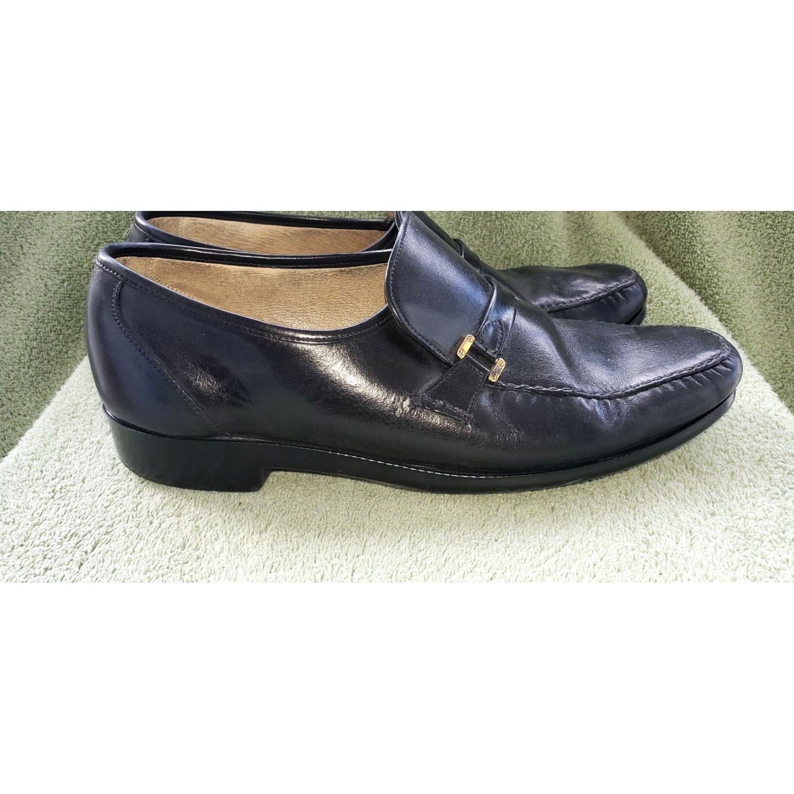 Florsheim Florsheim Loafers Comfortech Size 9.5D Black Gold Buckle Apron Toe Dress Leather Men Womens? Size US 10 / EU 43 - 5 Thumbnail