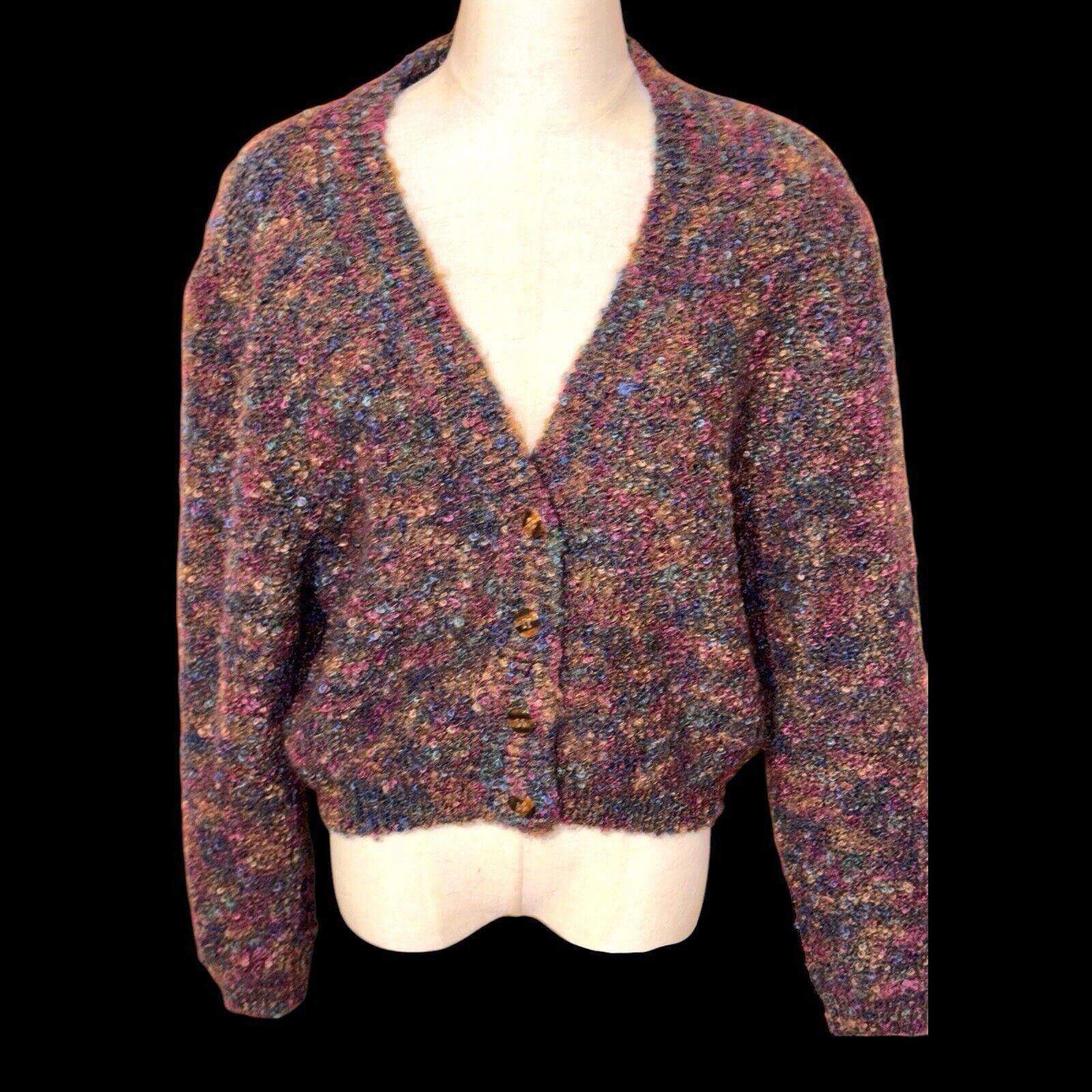 Designer Vintage OBR Brown Blue Mohair Blend Cardigan Sweater Sz M Size M / US 6-8 / IT 42-44 - 1 Thumbnail