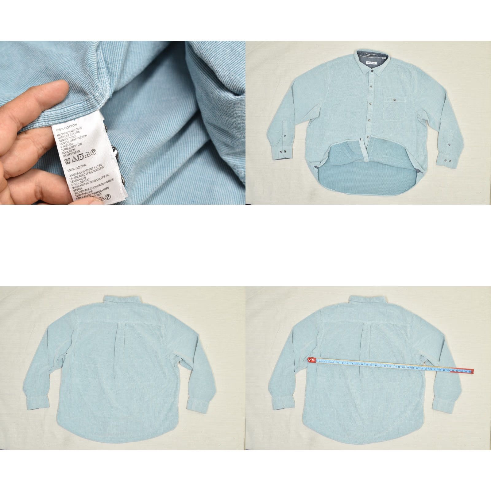 Tommy Bahama Tommy Bahama Shirt Mens XXL Light Blue Corduroy Long Sleeve Cotton Marlins Logo Shirt Size US XXL / EU 58 / 5 - 8 Thumbnail