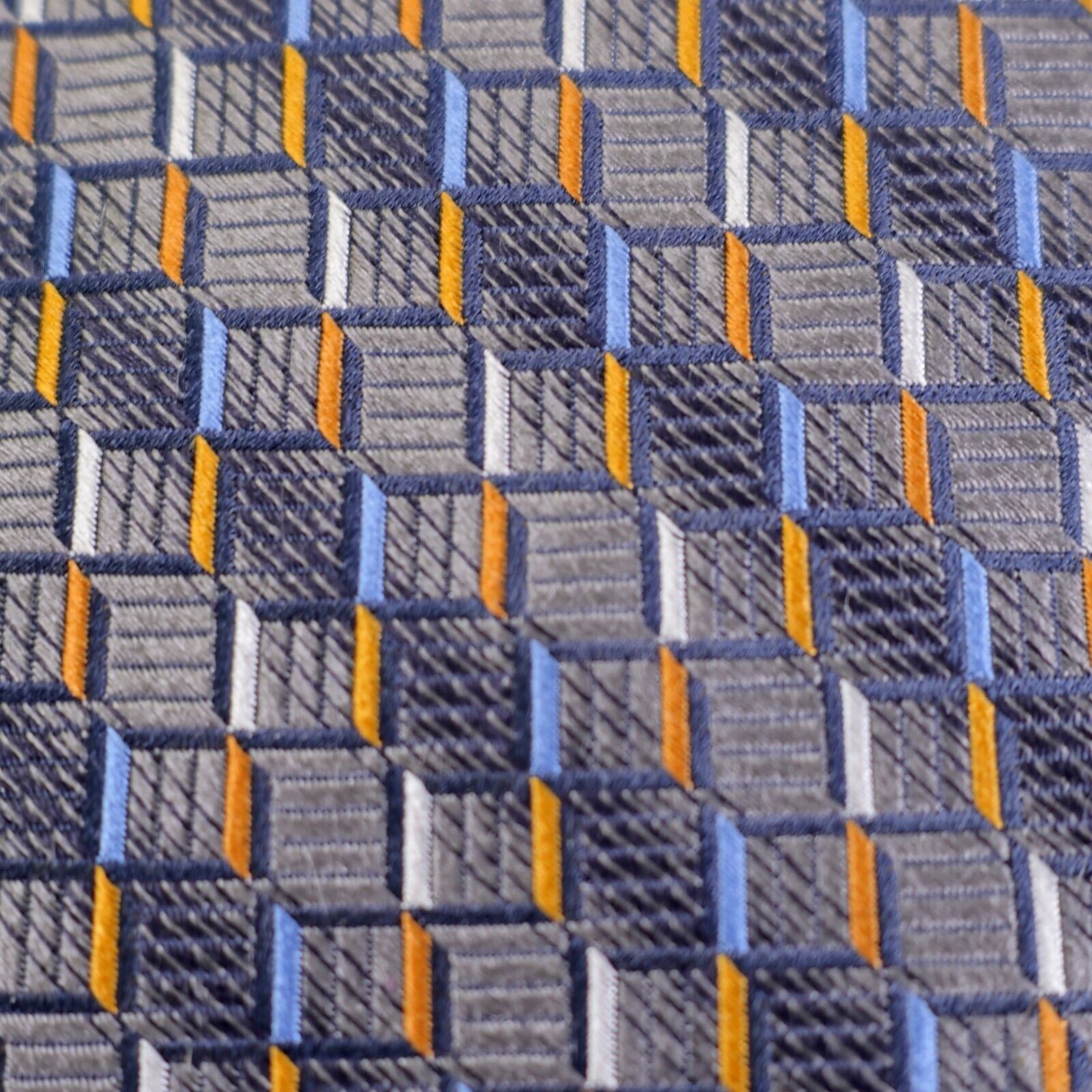 Carlo Palazzi Carlo Palazzi Couture Woven Gray Blue Orange Geometric Wide Size ONE SIZE - 2 Thumbnail