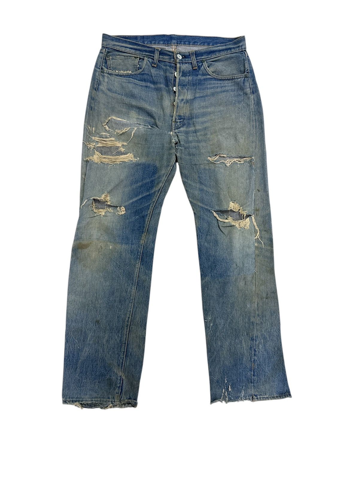 Levi's Vintage Clothing VTG 70’s Levi’s 501 Rindem Small e Jeans Button No6 Trash Size US 32 / EU 48 - 1 Thumbnail