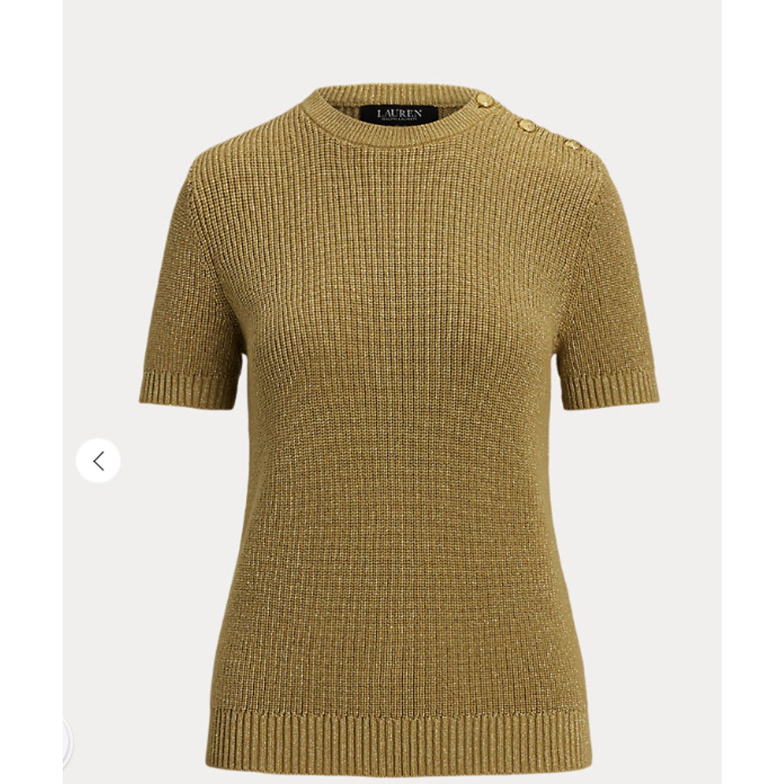 Ralph Lauren LAUREN RALPH LAUREN GOLD METALLIC SHORT SLEEVE SWEATER Size L / US 10 / IT 46 - 1 Thumbnail