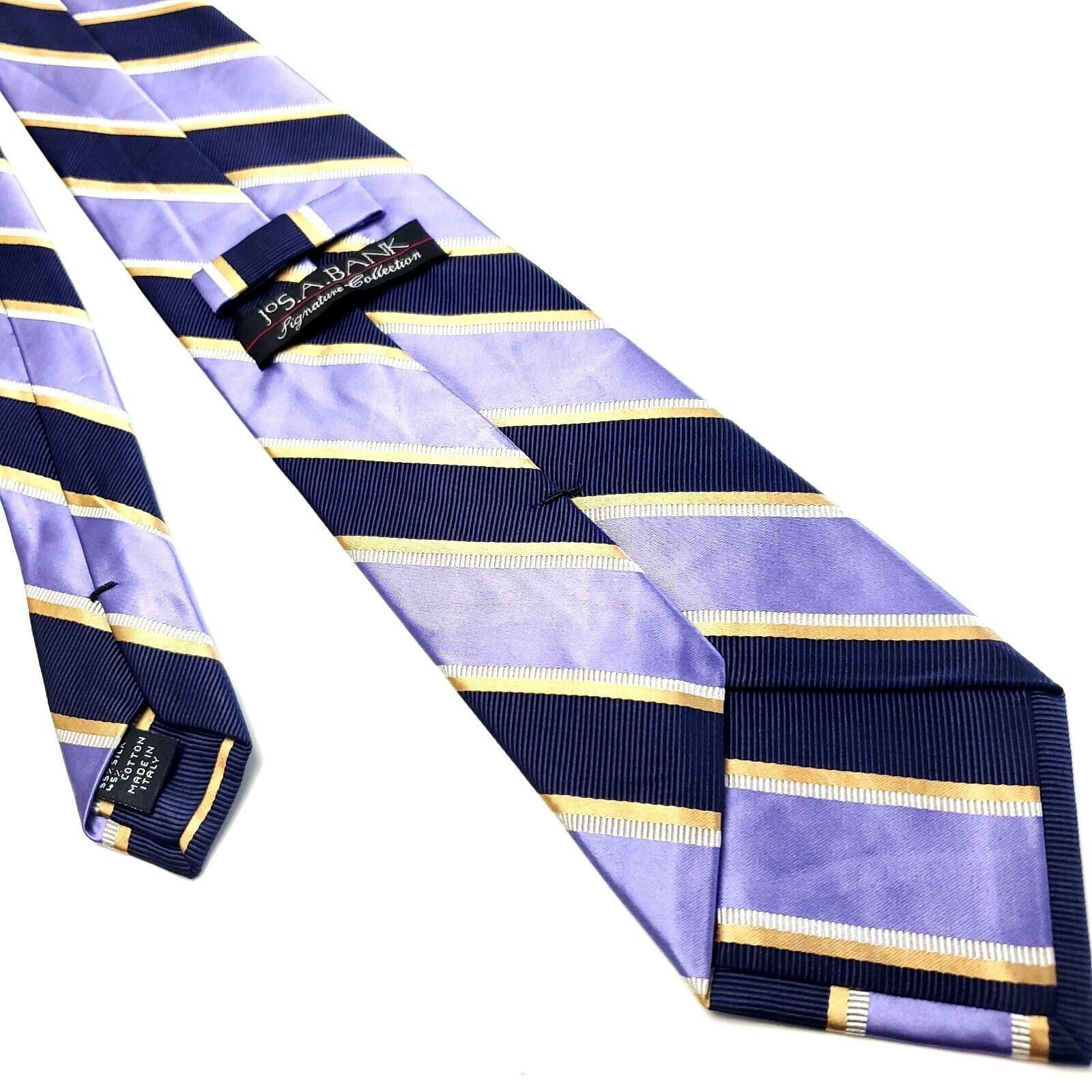 Jos. A. Bank Jos A Bank Purple Cotton Silk Tie Woven Striped Size ONE SIZE - 3 Thumbnail