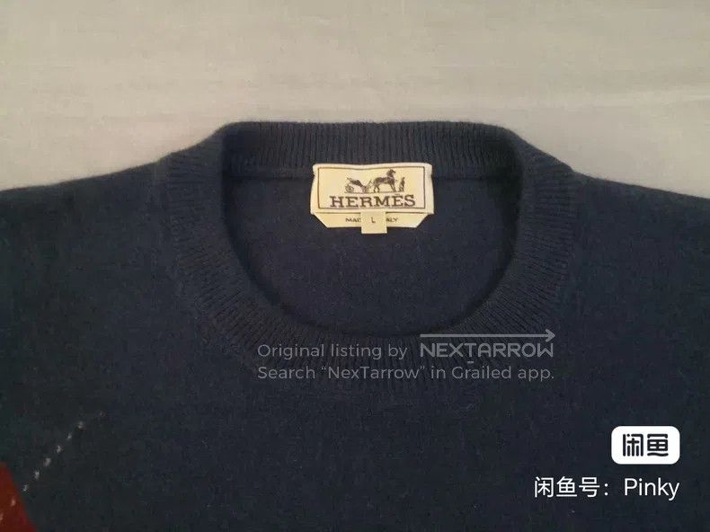Hermes Hermes Cashmere sweater knitted sweater, dark blue, 100% c Size US L / EU 52-54 / 3 - 2 Thumbnail