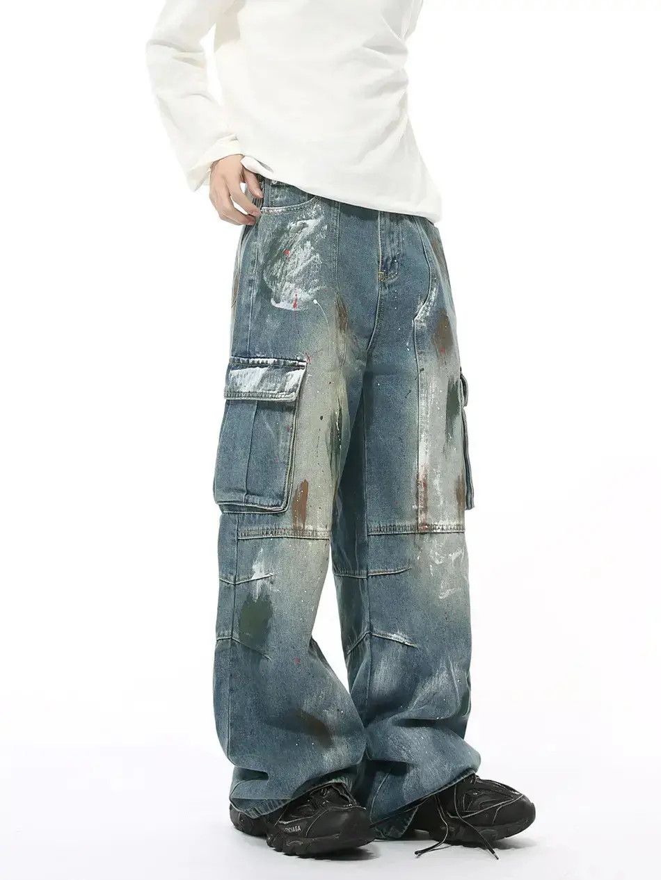 Japanese Brand Retro loose graffiti pocket jeans Size US 32 / EU 48 - 1 Thumbnail