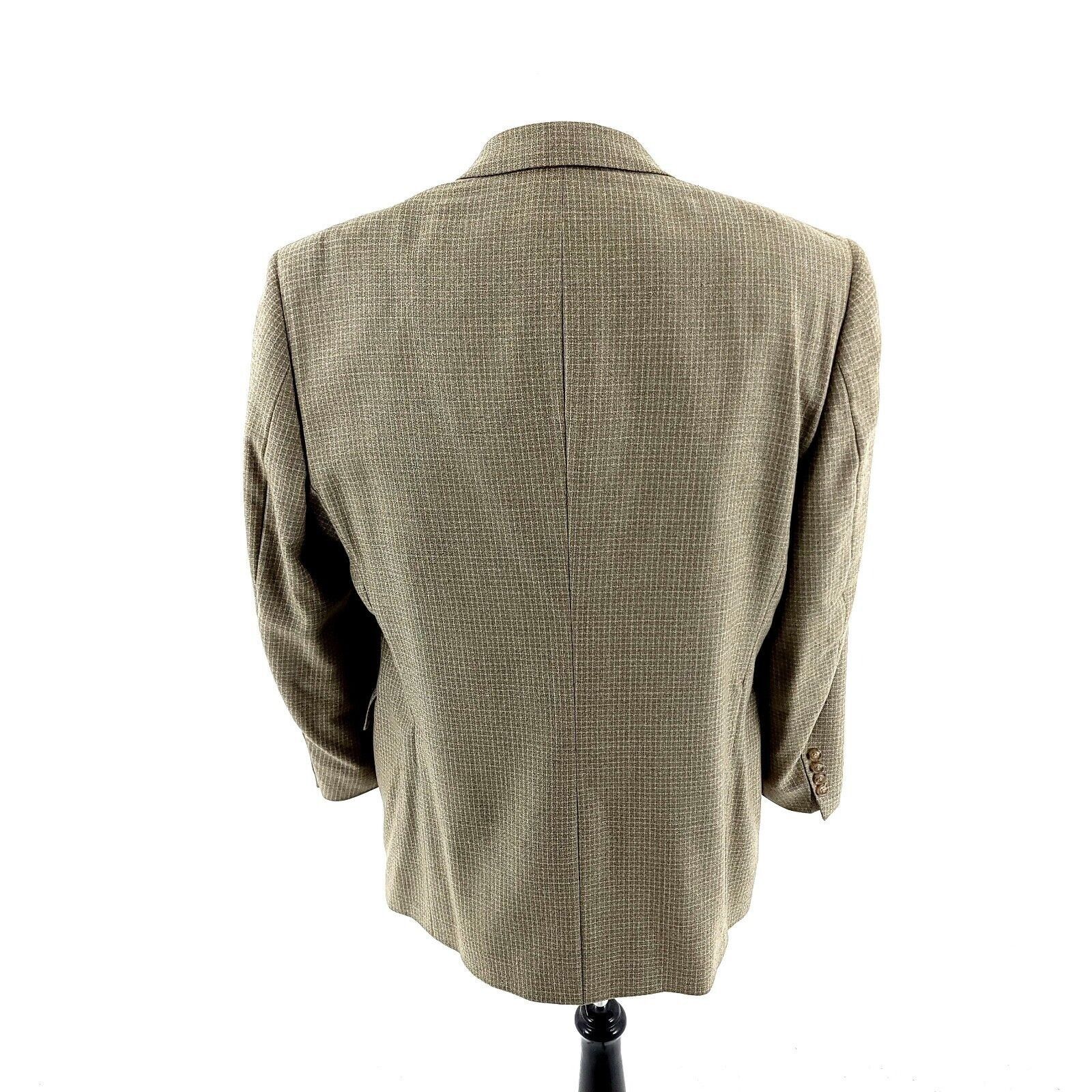 Hart Schaffner Marx Hart Schaffner Marx Wool 2 Button Sport Coat Tan Green Check Size 42R - 5 Thumbnail