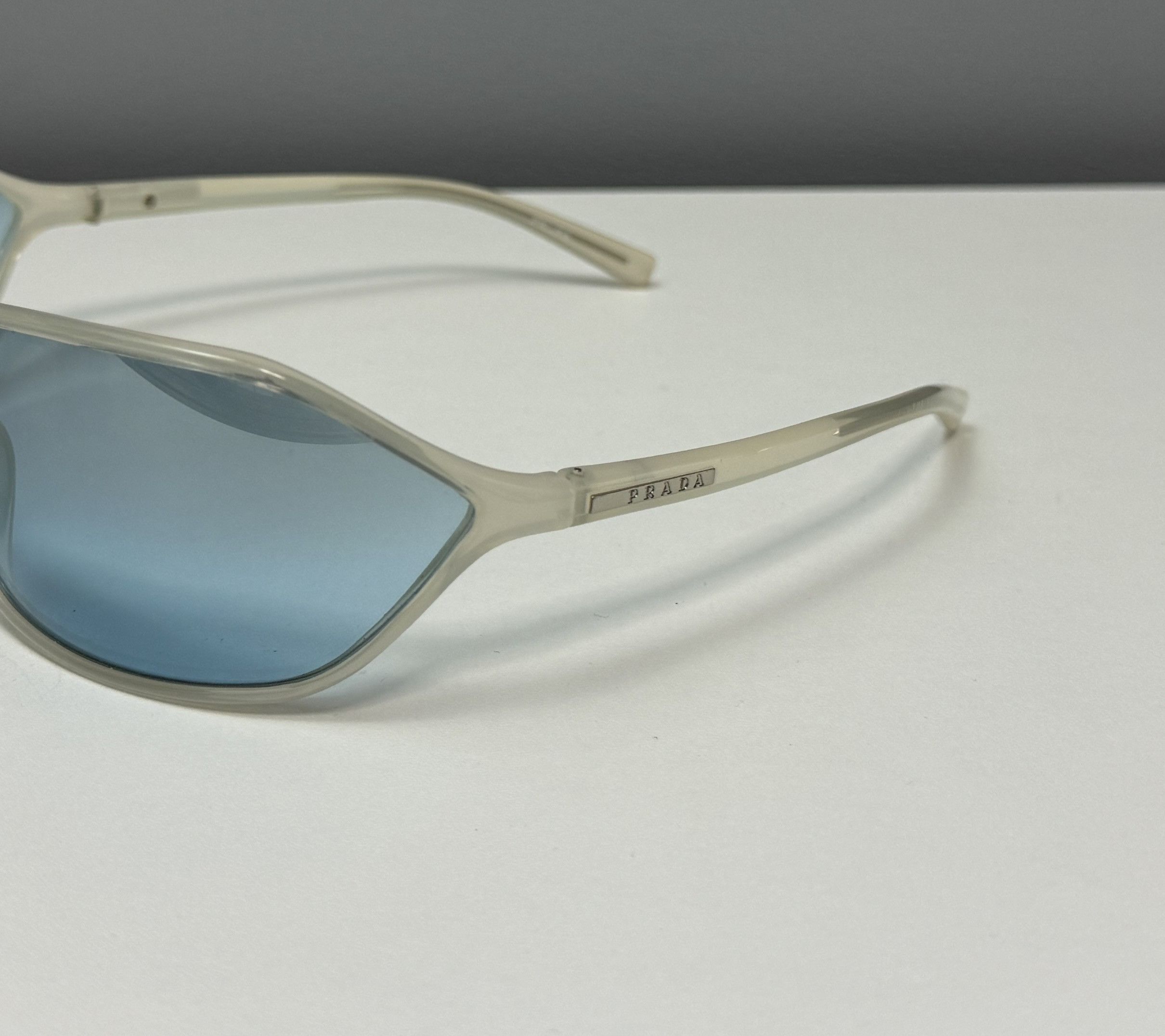 Prada Vintage 2000s Prada Sport SPR04E Sunglasses Shield Blue Y2K Size ONE SIZE - 8 Thumbnail