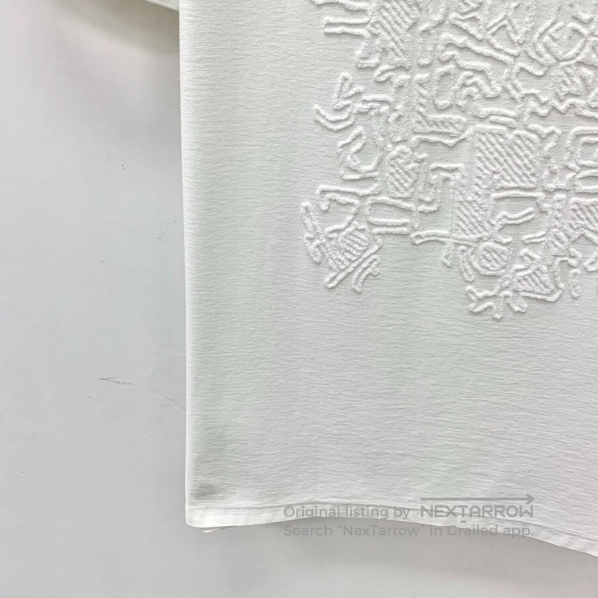 Ermenegildo Zegna Zegna White Jacquard Cotton Crewneck Short Sleeve T-Shirt| Size US XL / EU 56 / 4 - 4 Thumbnail