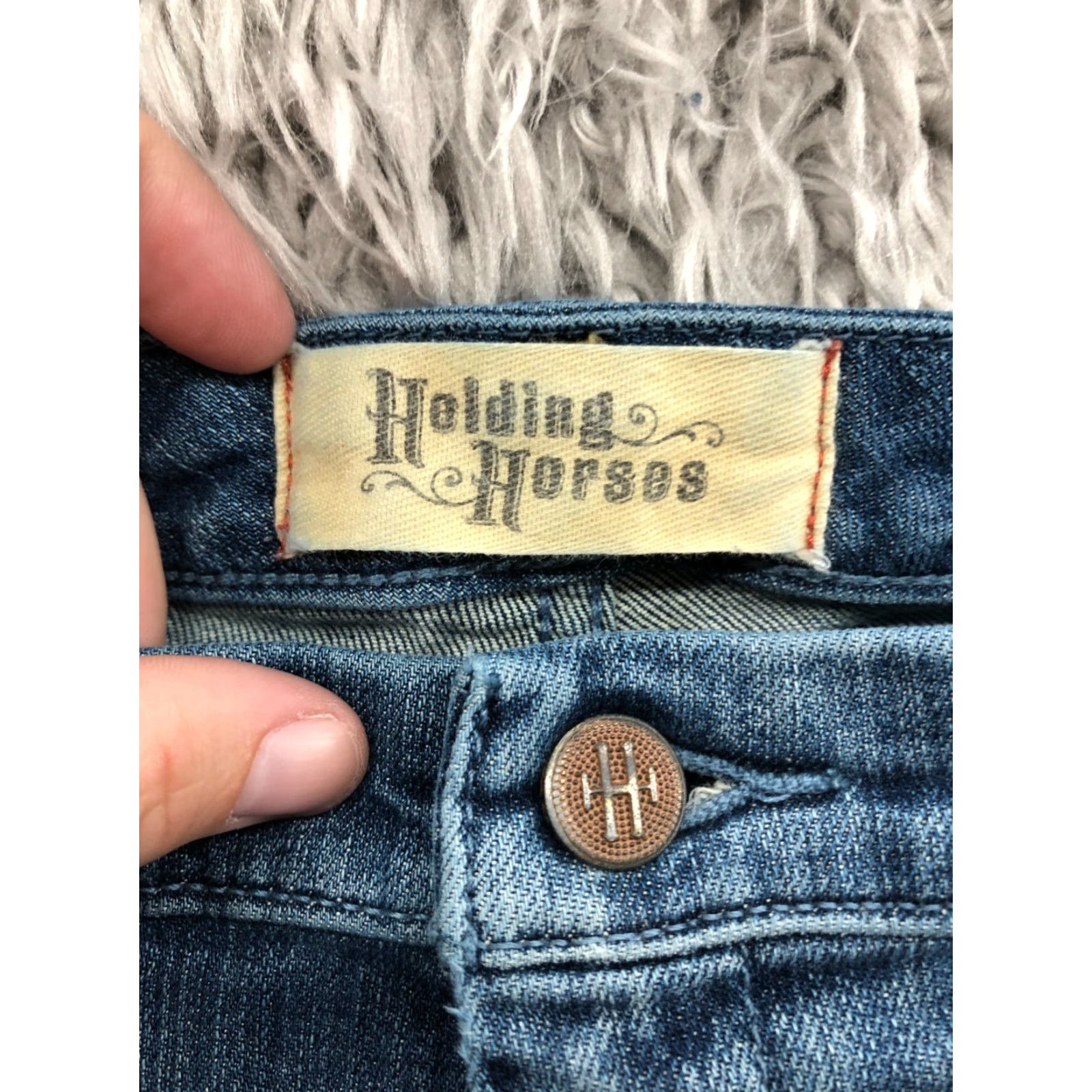 Denime Holding Horses Womens Bermuda Shorts Boy Pattern 5-Pocket Denim Dark Wash Mid Rise Blue Size 32 Jeans Size 24" / US 00 / IT 34 - 6 Thumbnail