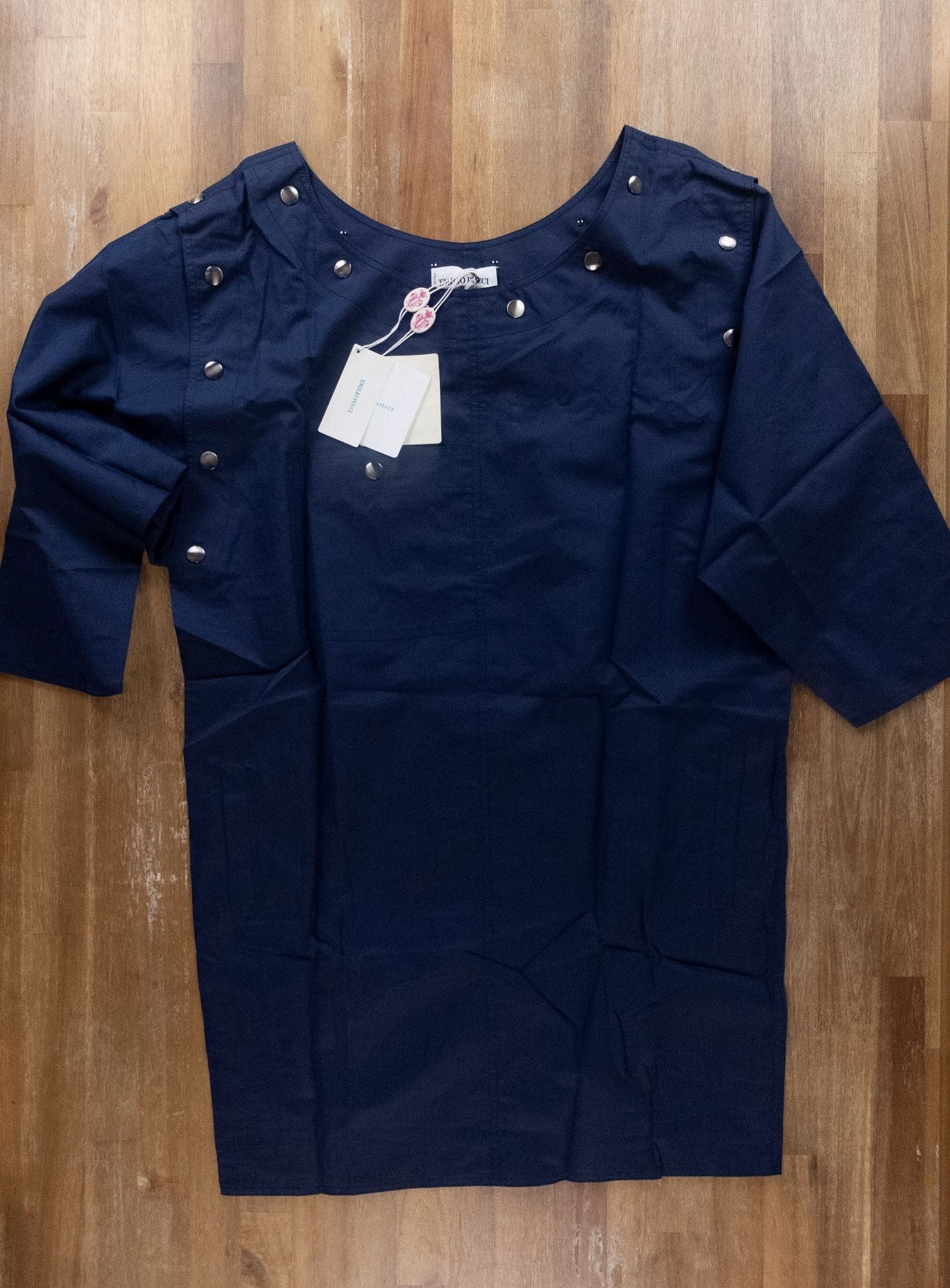 Emilio Pucci EMILIO PUCCI navy cotton silk sheath dress 8 (belt missing) Size M / US 6-8 / IT 42-44 - 4 Thumbnail