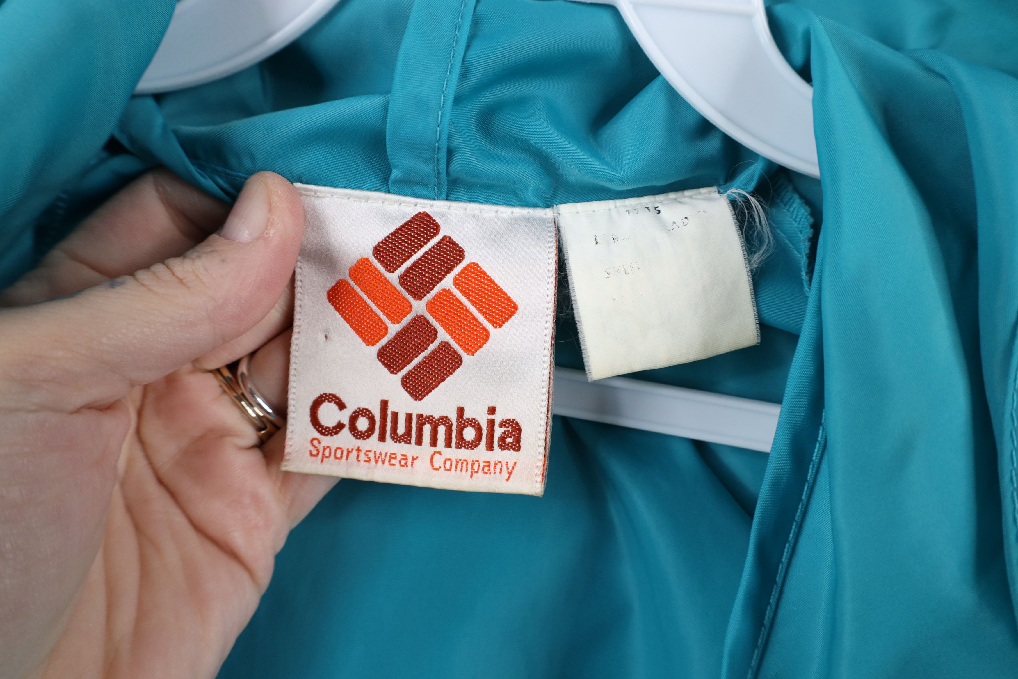 Columbia × Vintage Vintage 80s Columbia Hooded Packable Anorak Jacket Teal Size US L / EU 52-54 / 3 - 11 Thumbnail