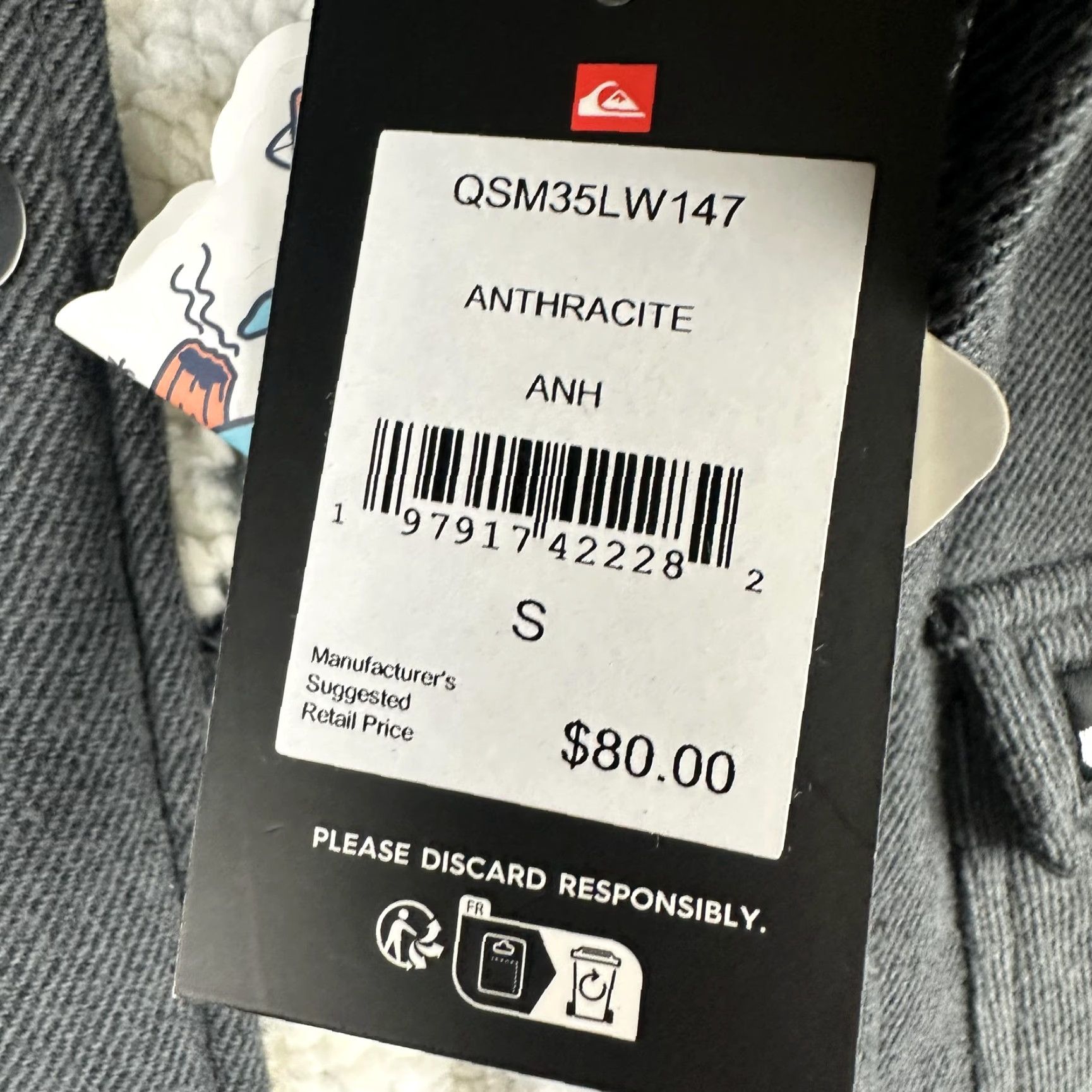 Quiksilver Quiksilver Jacket Mens Small Gray Hooded Sherpa Lined Snap Parka QSM35LW147 NWT Size US S / EU 44-46 / 1 - 2 Thumbnail