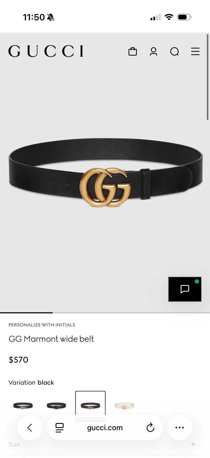 Gucci GG Marmont Wide Belt (Size 85-34) Size ONE SIZE - 4 Thumbnail