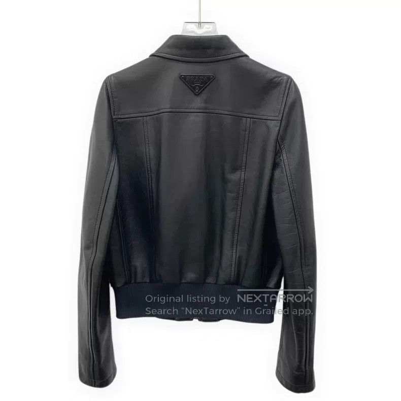 Prada Prada Black triangle sheep leather lapel zipper long-sleev Size XS / US 0-2 / IT 36-38 - 2 Thumbnail