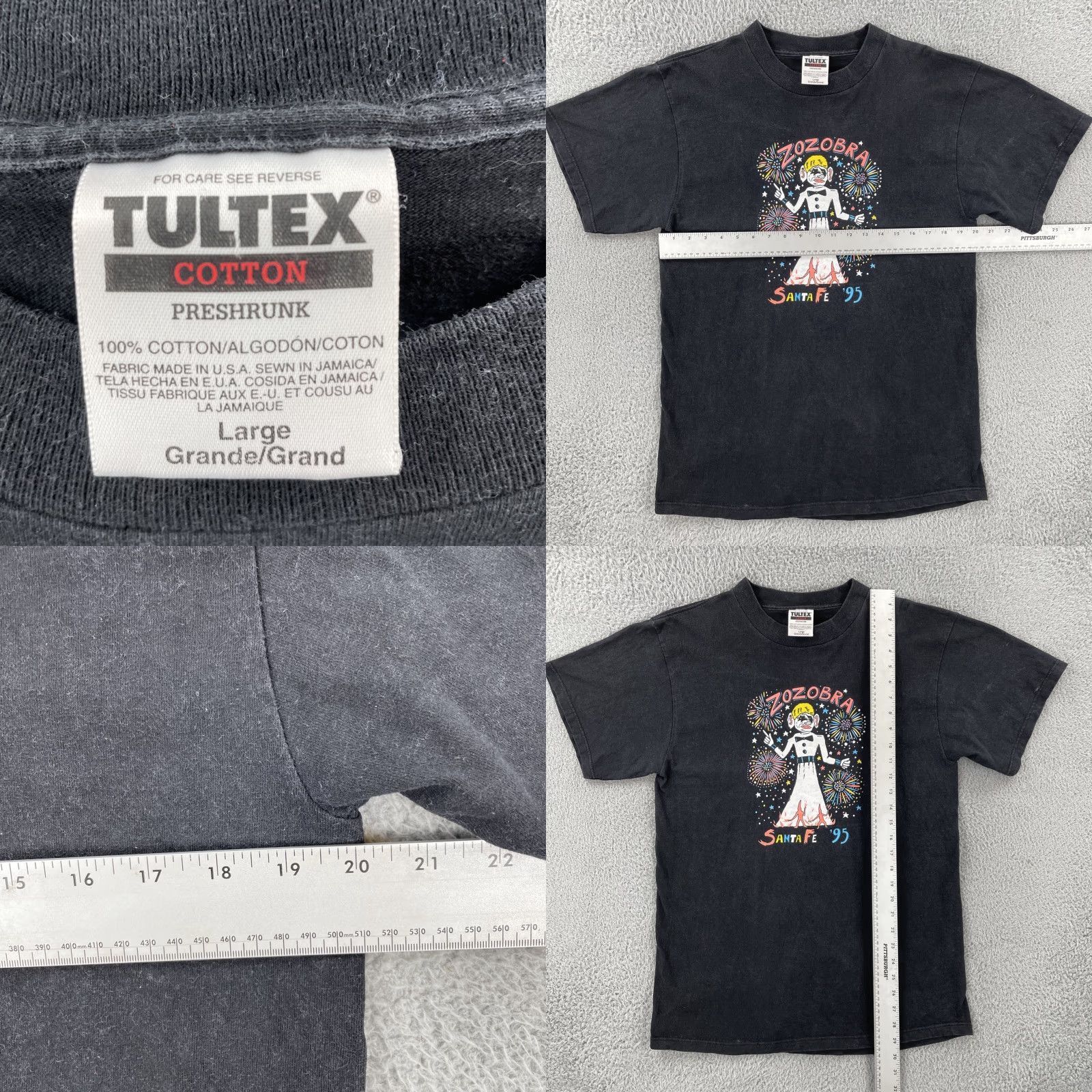 Tultex VINTAGE Tultex Mens Large Black Shirt 1995 Zozobra Santa Fe NM Kiwanis Will Shushter Shirt Mens L Black 90s USA Art Size US L / EU 52-54 / 3 - 8 Thumbnail