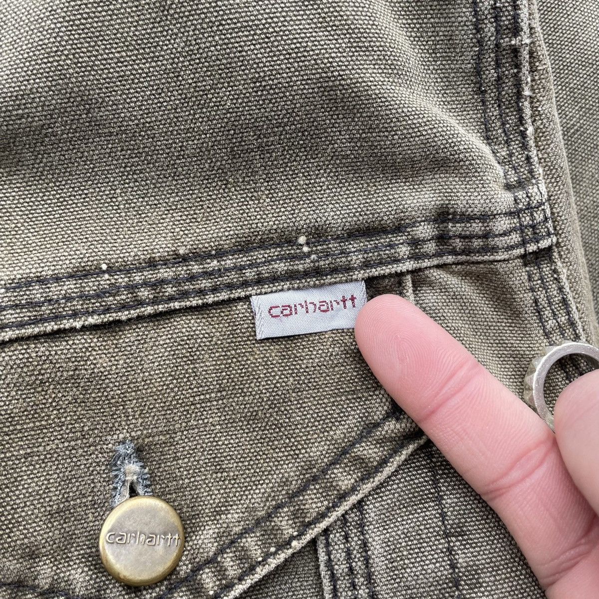 Carhartt × Vintage Vintage Carhartt Trucker Jacket Blanket Lined Faded Detroit Size US L / EU 52-54 / 3 - 5 Thumbnail
