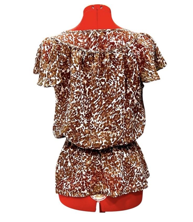 Apt. 9 Apt. 9 Boho Flutter Sleeve Blouse Medium Brown Abstract Top Size M / US 6-8 / IT 42-44 - 4 Thumbnail