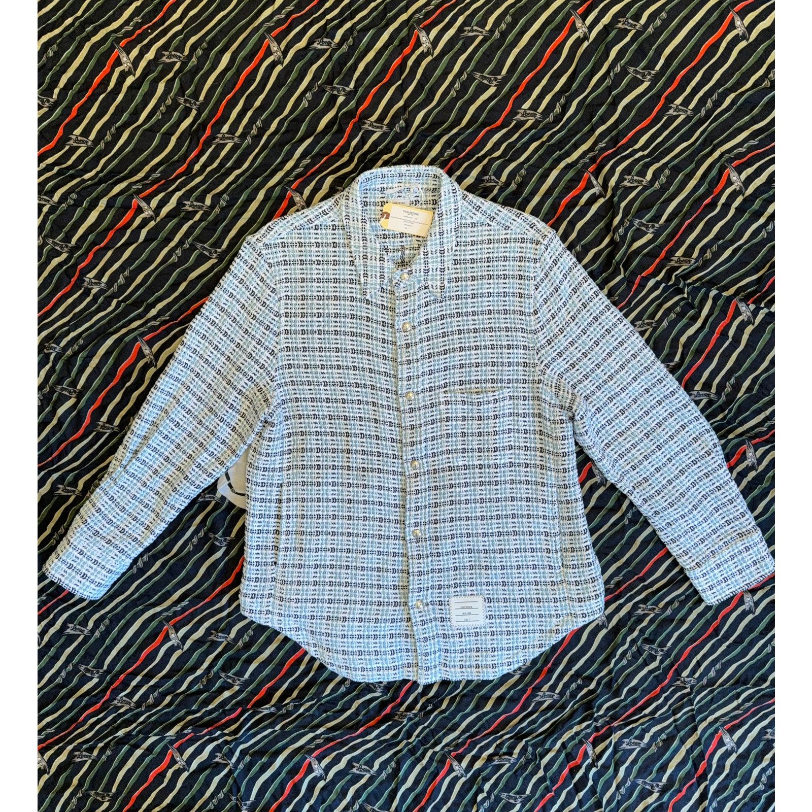 Thom Browne $2,850 Thom Browne Crochet Tweed Snap Fromt Shirt Jacket - 3 Size US L / EU 52-54 / 3 - 1 Thumbnail