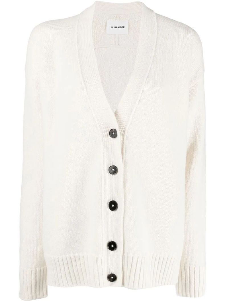 Jil Sander o1loc1c0426 Button Up Knitted Cardigan in White Size M / US 6-8 / IT 42-44 - 1 Thumbnail