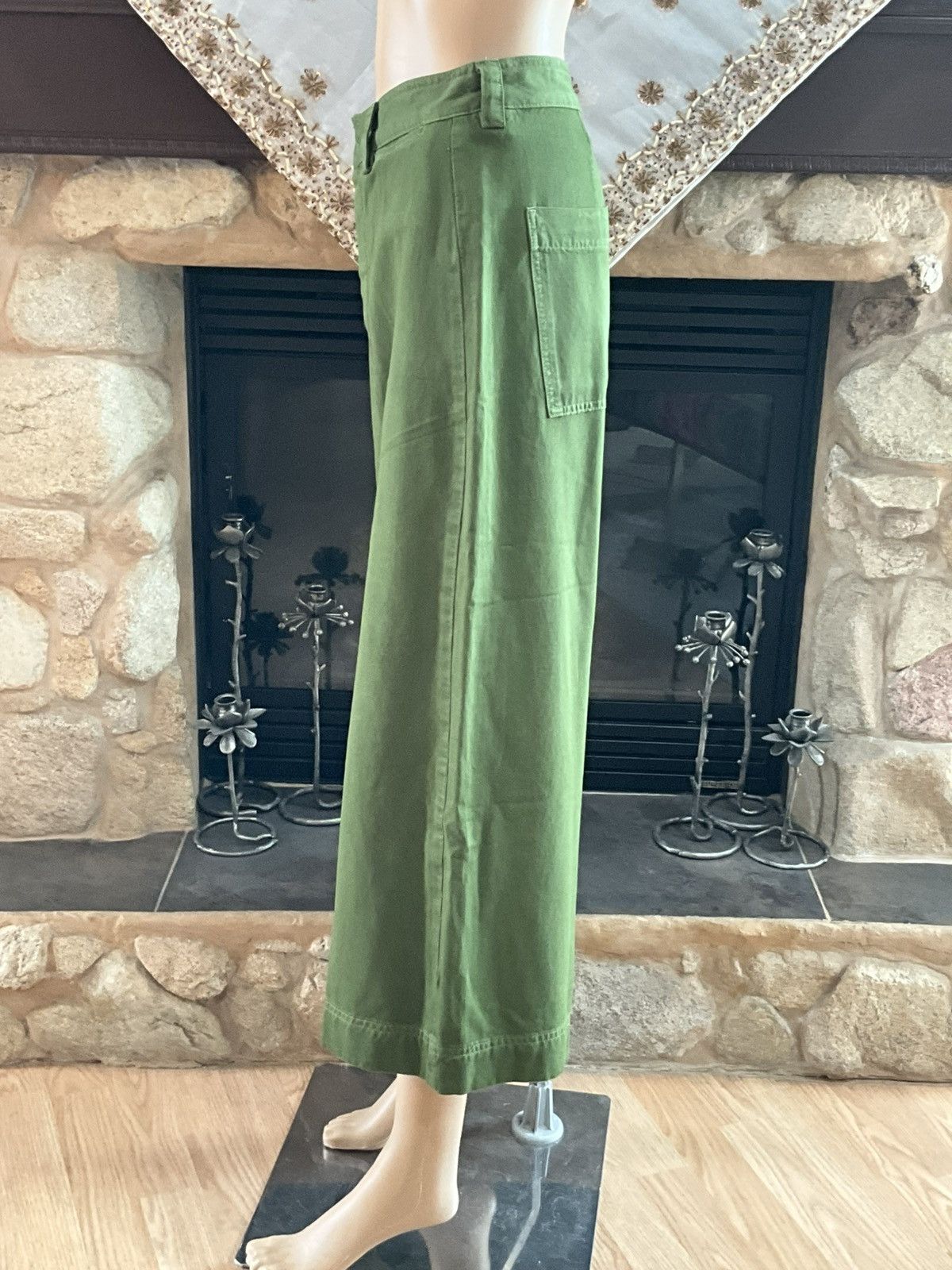 Free People Free People Green Wide-Leg Cropped Pants Size 30" / US 8 / IT 44 - 3 Thumbnail