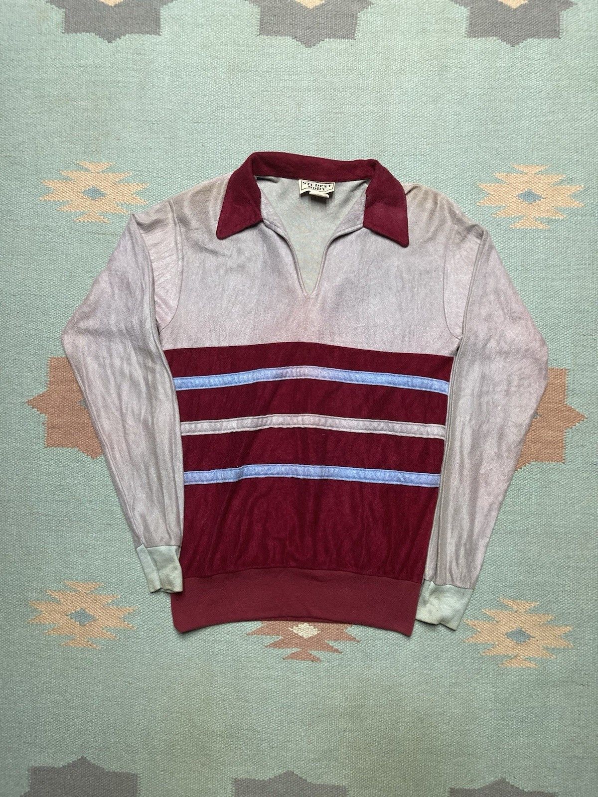 Vintage Vintage 70s polo shirt soft velour striped gaucho styl small Size US S / EU 44-46 / 1 - 1 Thumbnail