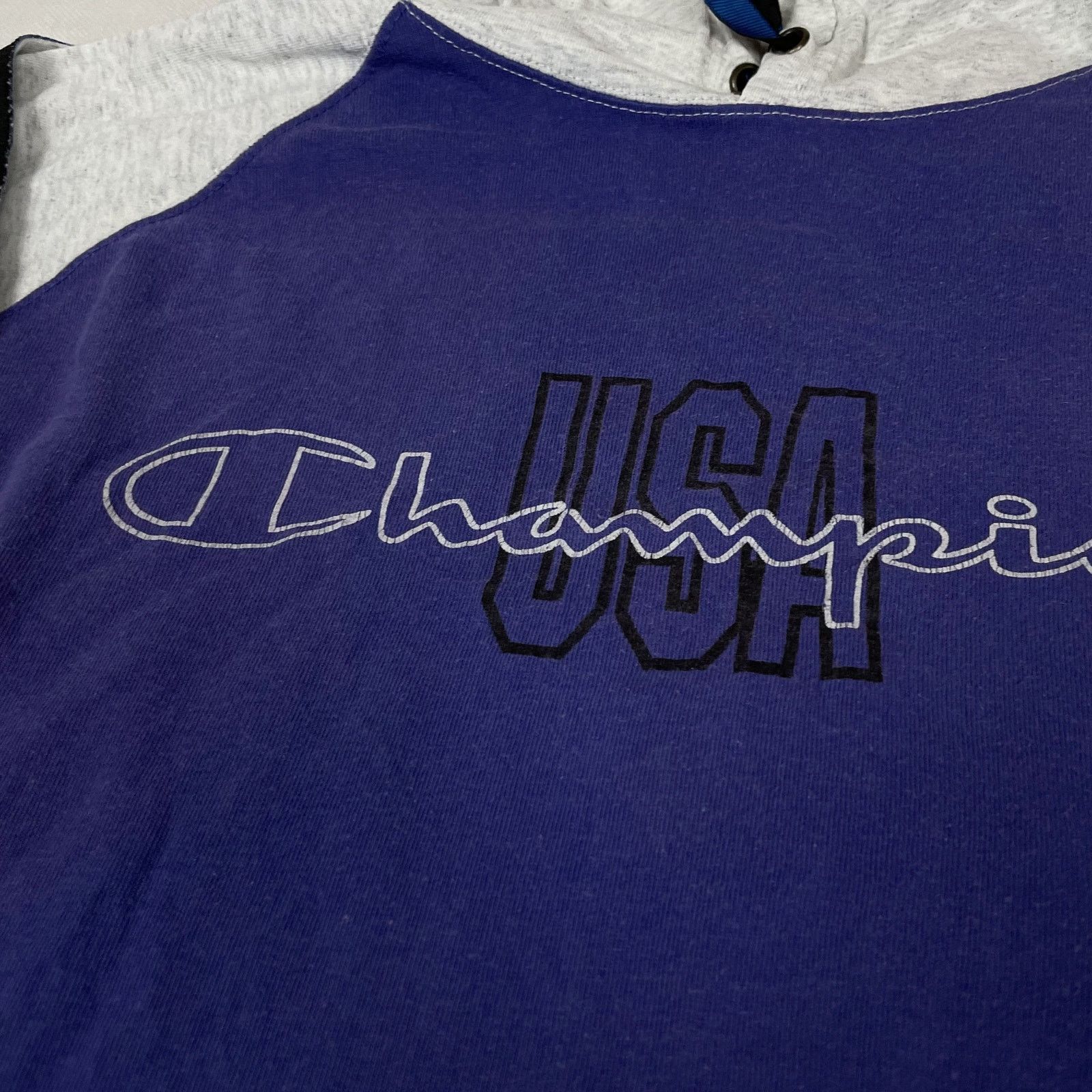Champion × Vintage Champion Mens Blue Gray Logo Long Sleeve Pullover Hoodie 2XL Size US XXL / EU 58 / 5 - 3 Thumbnail