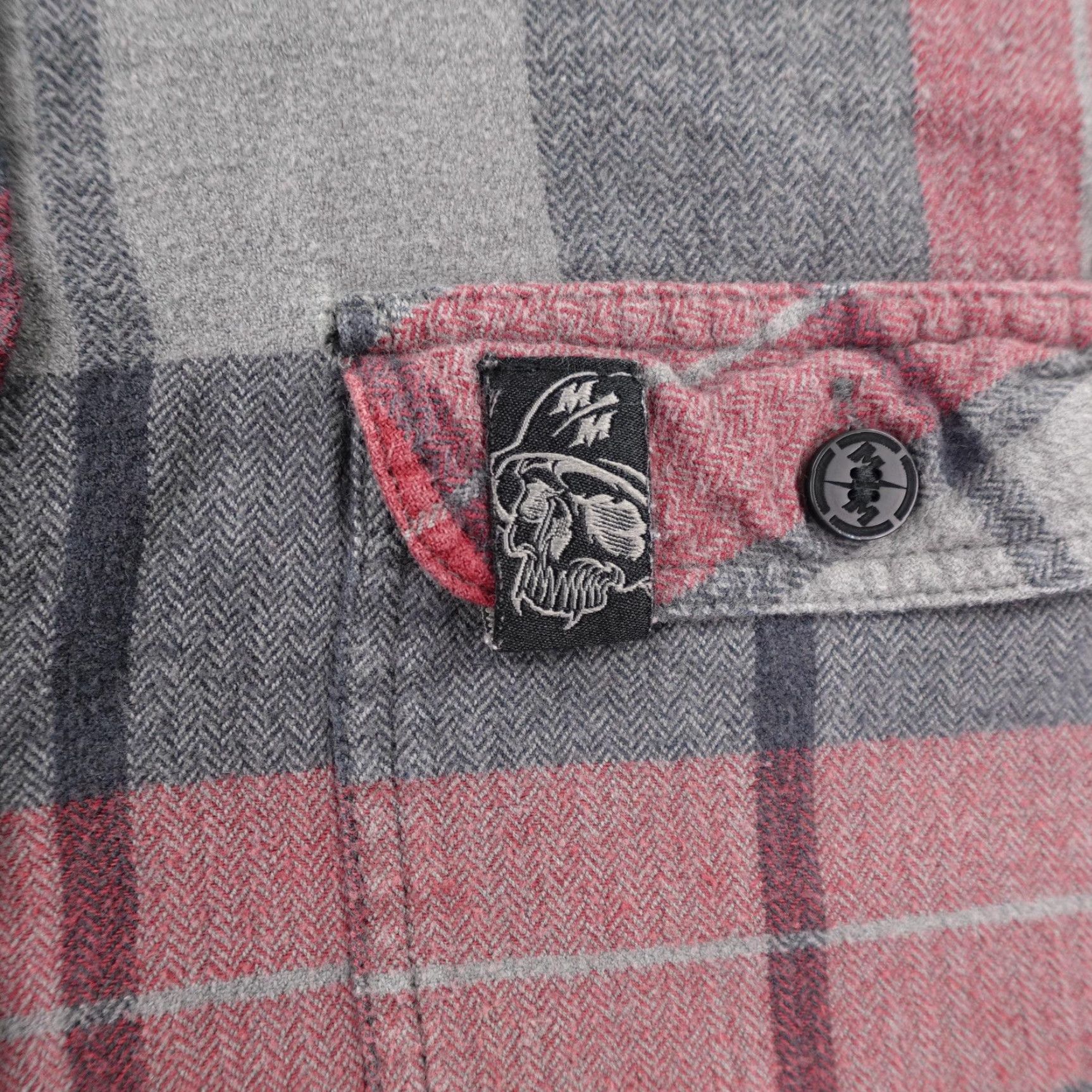 Metal Mulisha VINTAGE Metal Mulisha Flannel Shirt Mens Medium Red Gray Plaid Long Sleeve Button-Up Outdoor Size US M / EU 48-50 / 2 - 3 Thumbnail