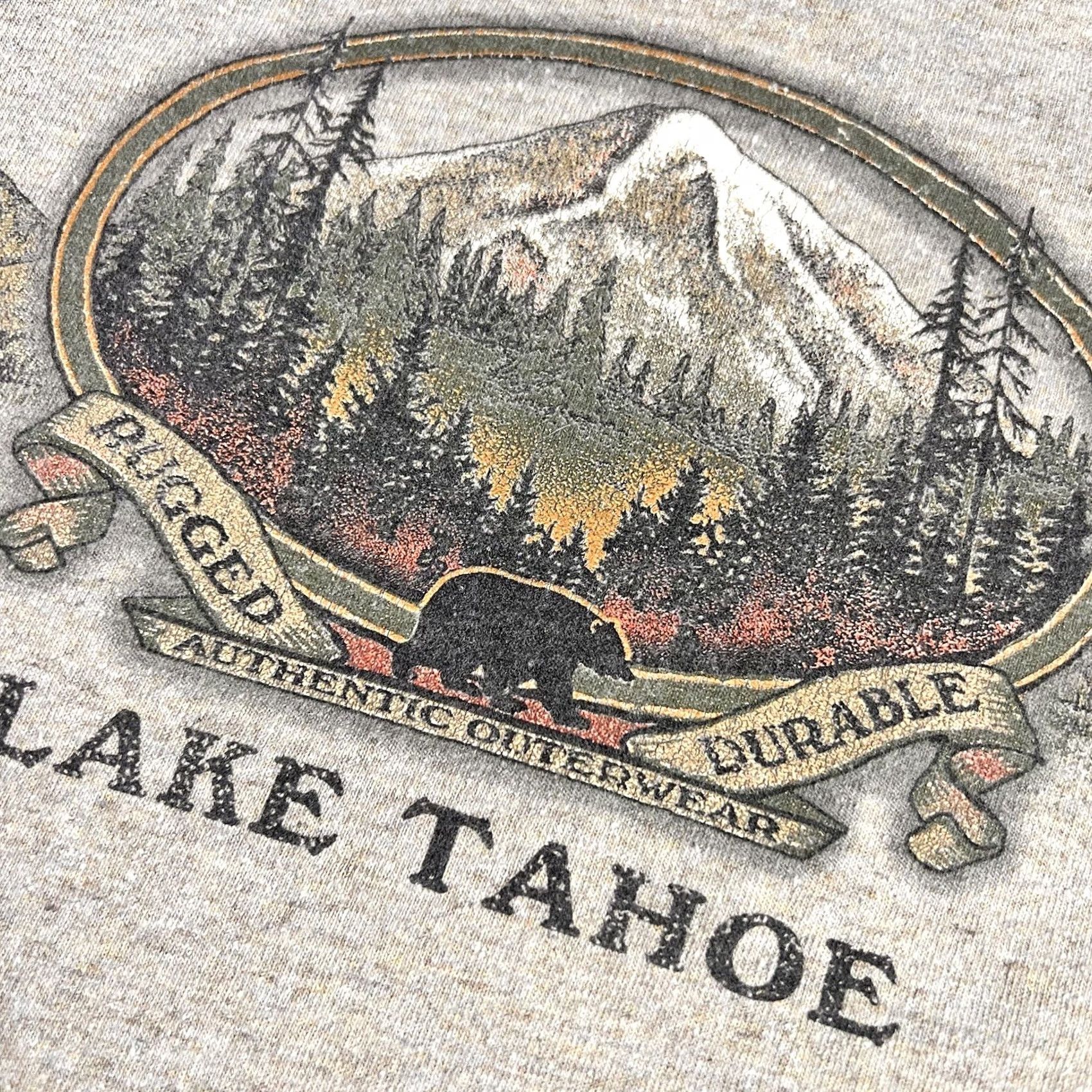 Vintage VINTAGE Lake Tahoe Graphic T-Shirt Mens Adult Medium Heathered Textured Made USA ECO Mountain 90s Vintage Graphic Tee Size US M / EU 48-50 / 2 - 4 Thumbnail