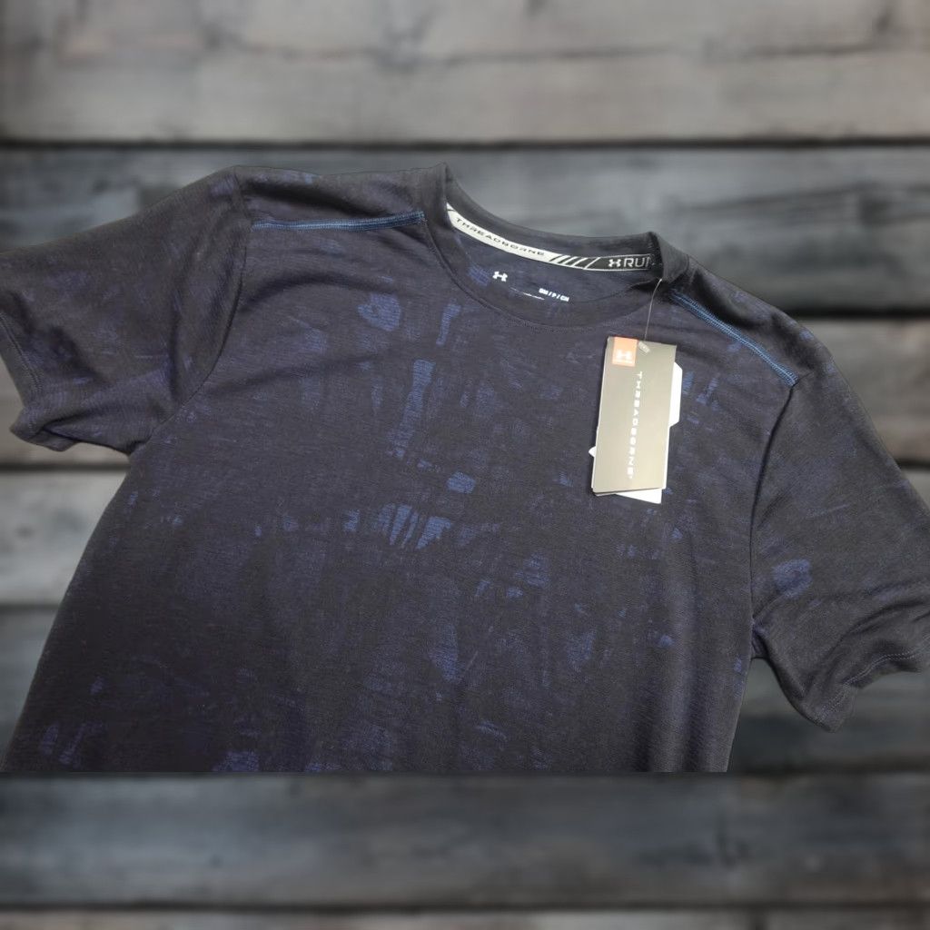 Under Armour Under Armour Shirt Mens Small Blue Threadborne Run Fitted Running Performance Shirt Size US S / EU 44-46 / 1 - 1 Thumbnail