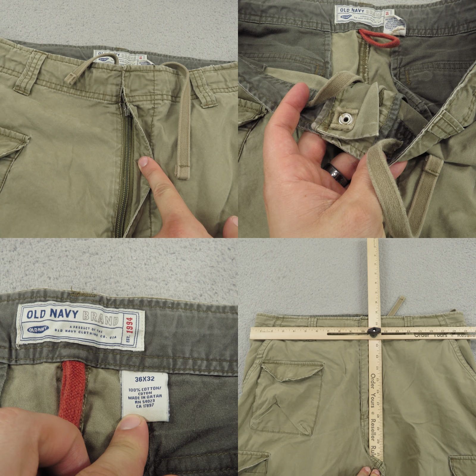 VINTAGE Old Navy Baggy Cargo Pants Mens 36 32 Inseam Brown Cotton