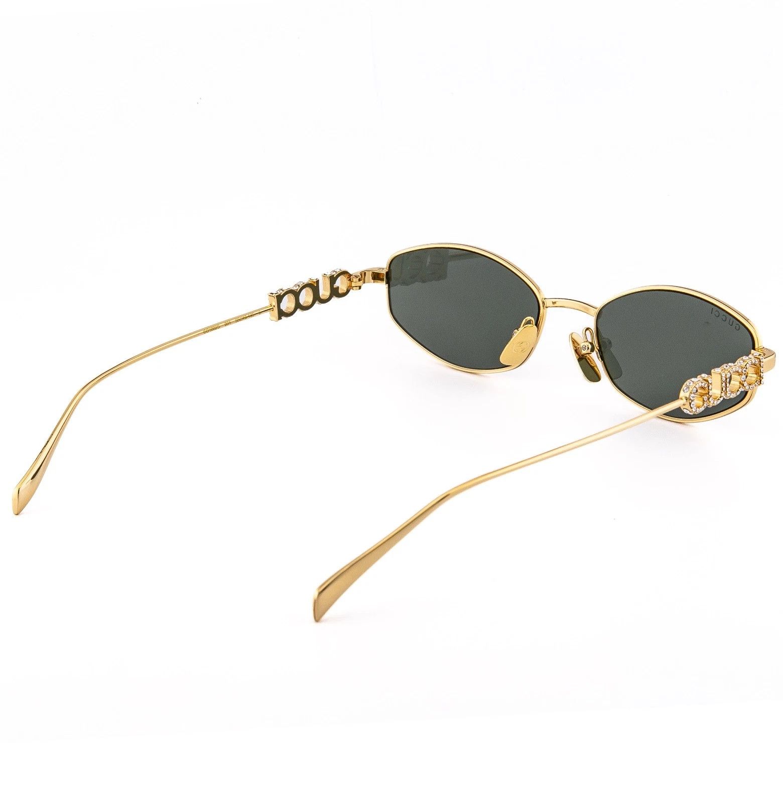 Gucci GUCCI 1802 Gg1802S Gold Green Oval Narrow Crystal Logo 001 Size ONE SIZE - 2 Thumbnail