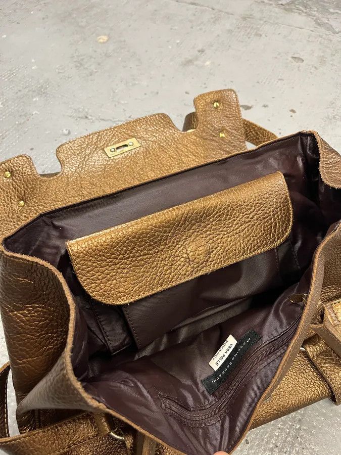 Vintage Massimo Rebecchi Strapes Bronze Gold Leather Bag Size ONE SIZE - 9 Thumbnail