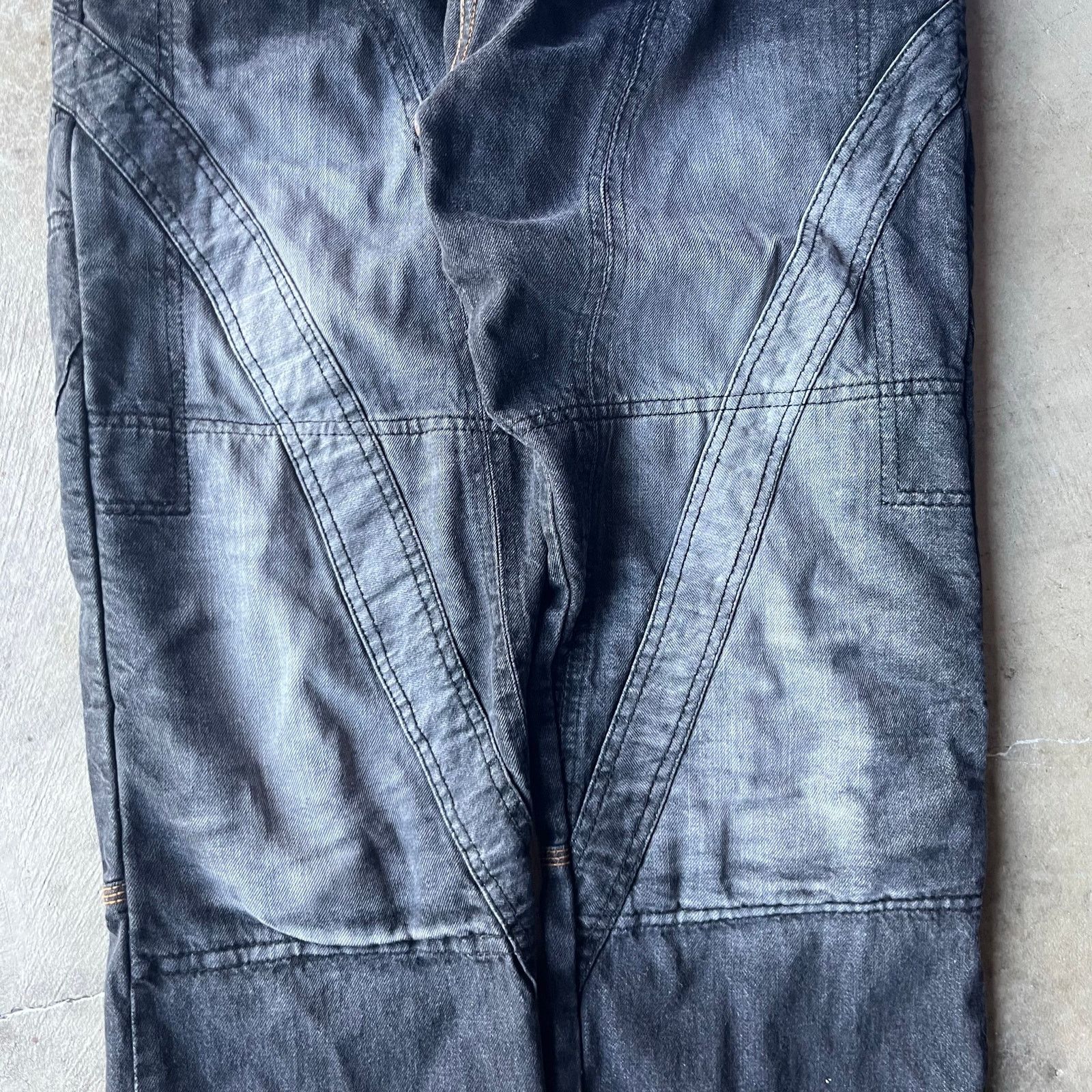 Vintage VINTAGE Y2K BLACK JEANS BAGGY WIDE-LEG RAVE FADED 36X32 00S Size US 36 / EU 52 - 4 Thumbnail