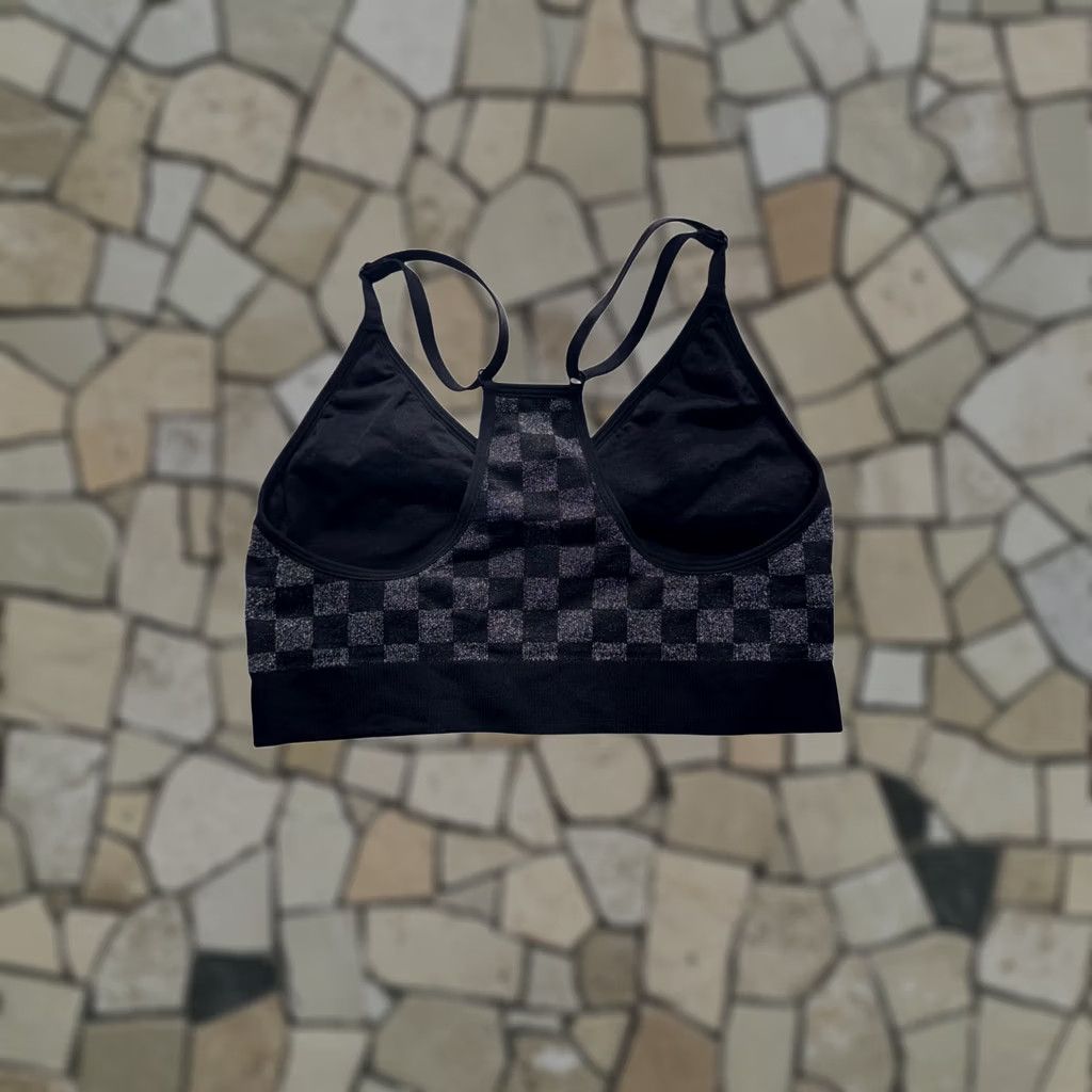 Pinko Pink Active Seamless Checkered Sports Bra M #9054 Womens Bra Medium Support, Adjustable Straps, Nylon, Black, Activewear Size ONE SIZE - 1 Thumbnail