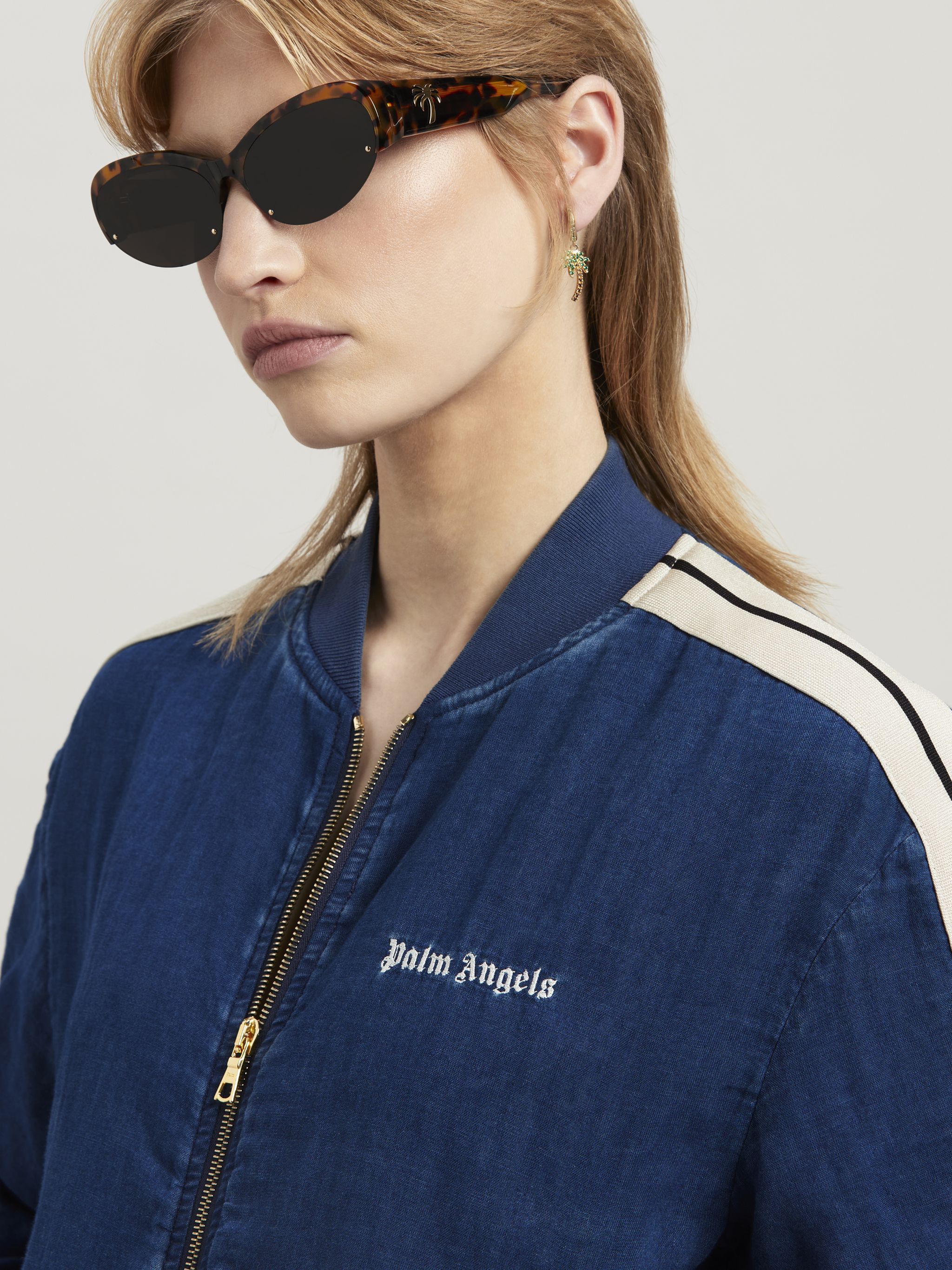 Palm Angels o1s22i1n0824 Chambray Track Sweatshirt in Blue Size M / US 6-8 / IT 42-44 - 6 Thumbnail
