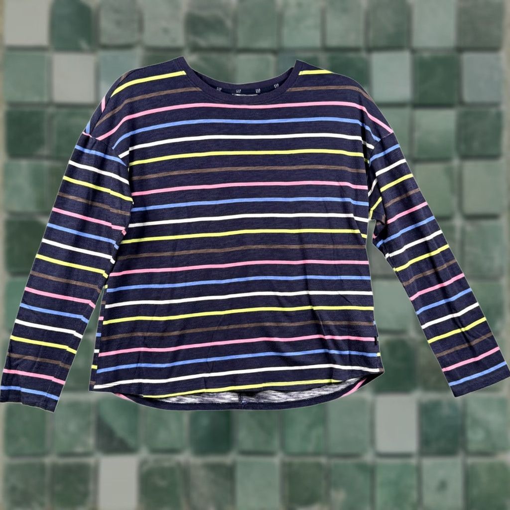 Gap Gap Women's S Crew Neck Rainbow Multi Color Stripes Long Sleeve Top Size S / US 4 / IT 40 - 1 Thumbnail
