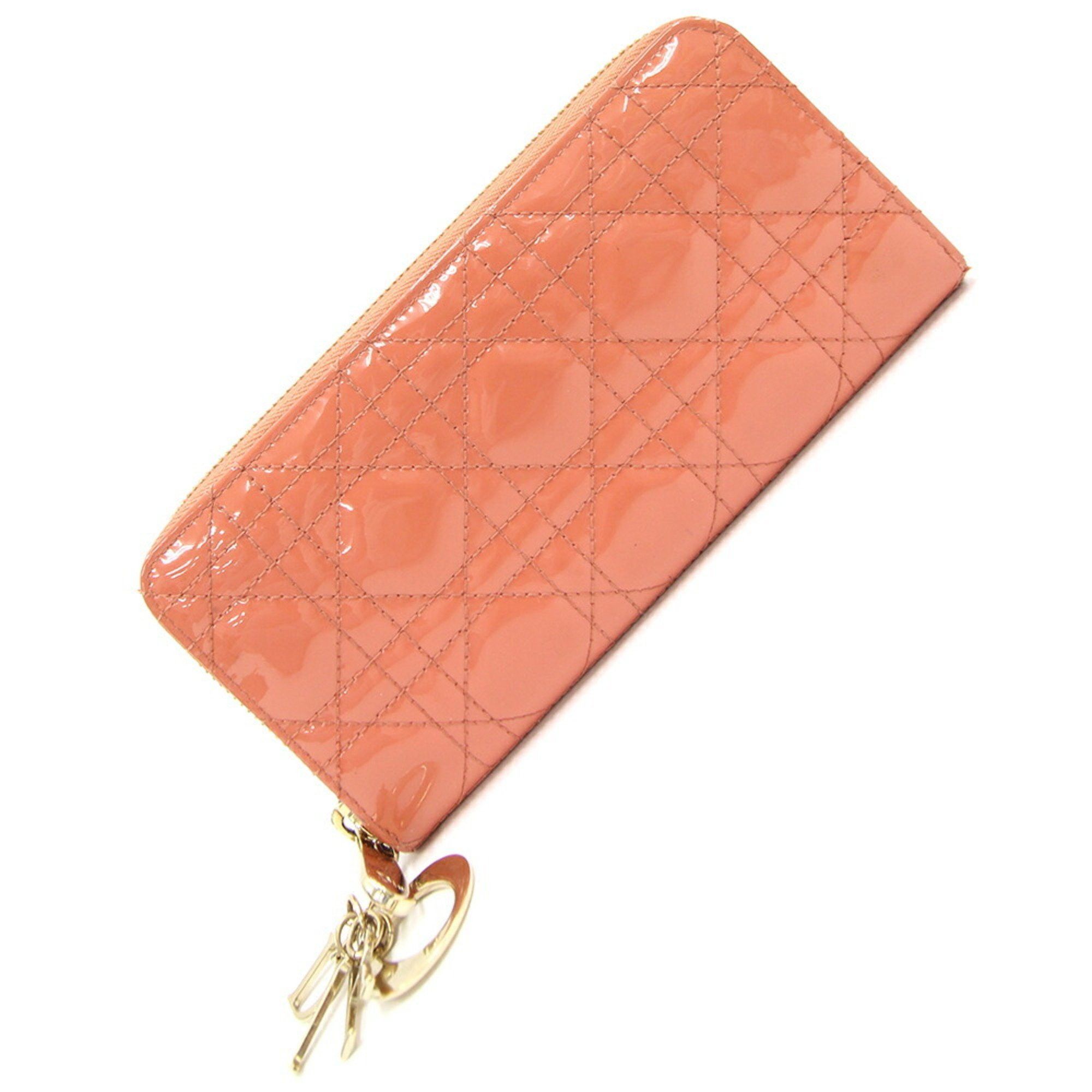 image of Christian Dior Dior Round Long Wallet Lady Voyageur S0007Ovrb Patent Calfskin Cannage Charm Ladies 