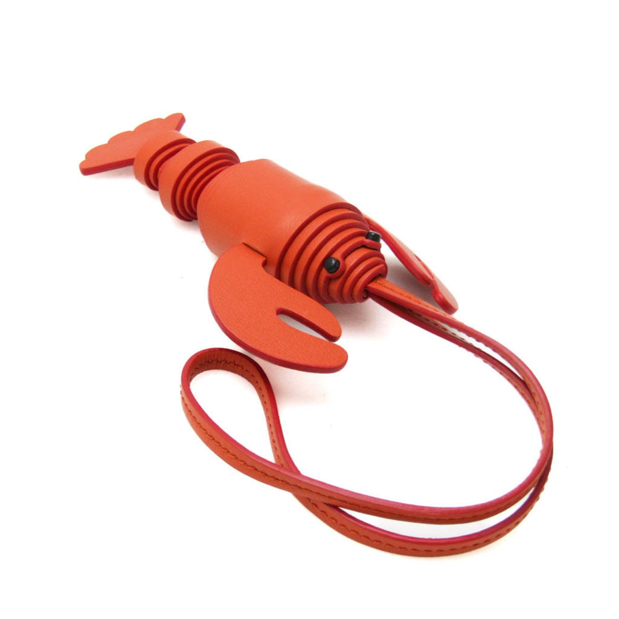 image of Tods Tod's Leather,metal Handbag Charm Orange,red Color,silver Lobster Key Ring in Gold, Women's